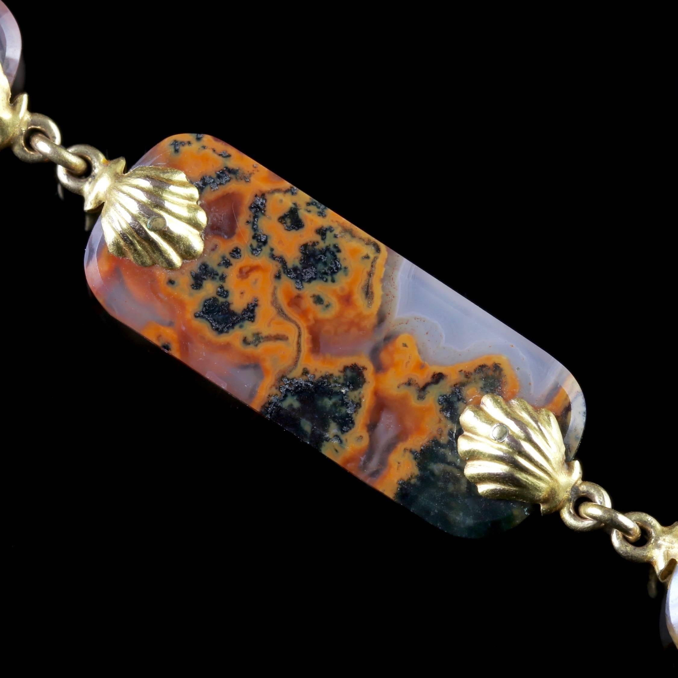 Antique Georgian Gold Scottish Agate Necklace, circa 1800 In Excellent Condition In Lancaster, Lancashire