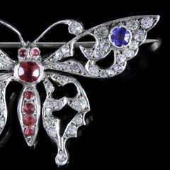 Antique Victorian French Paste Butterfly Brooch, circa 1900