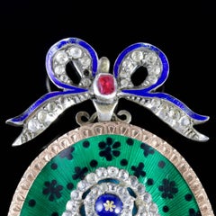 Antique Georgian French Paste Enamel Ruby Locket Pendant, circa 1800