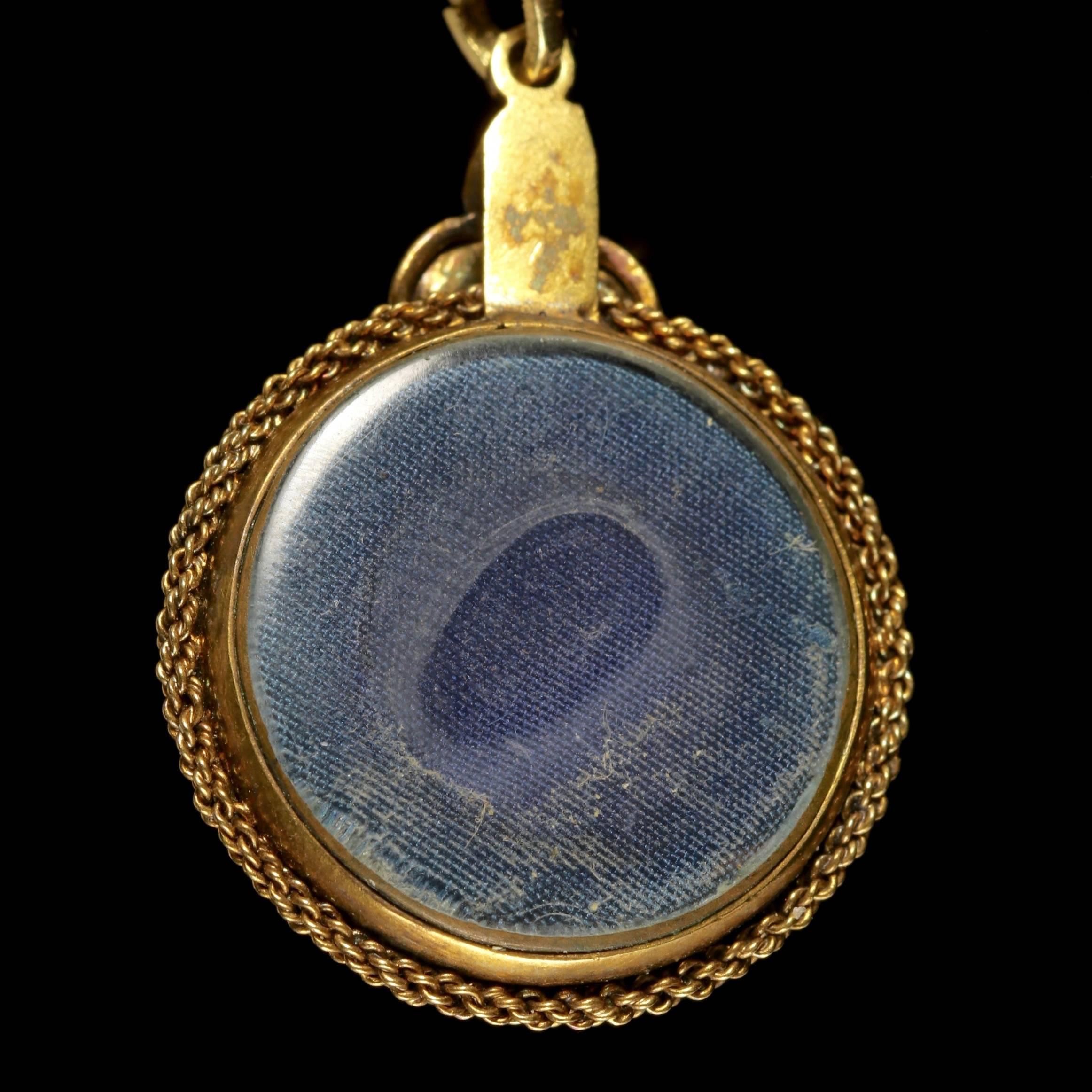 Women's Antique Victorian Gold Turquoise Locket Pendant Necklace, circa 1880