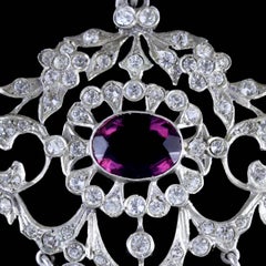 Antique Silver Victorian Purple Paste Pendant, circa 1900