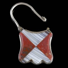 Antique Victorian Scottish Agate Padlock Bracelet, circa 1860