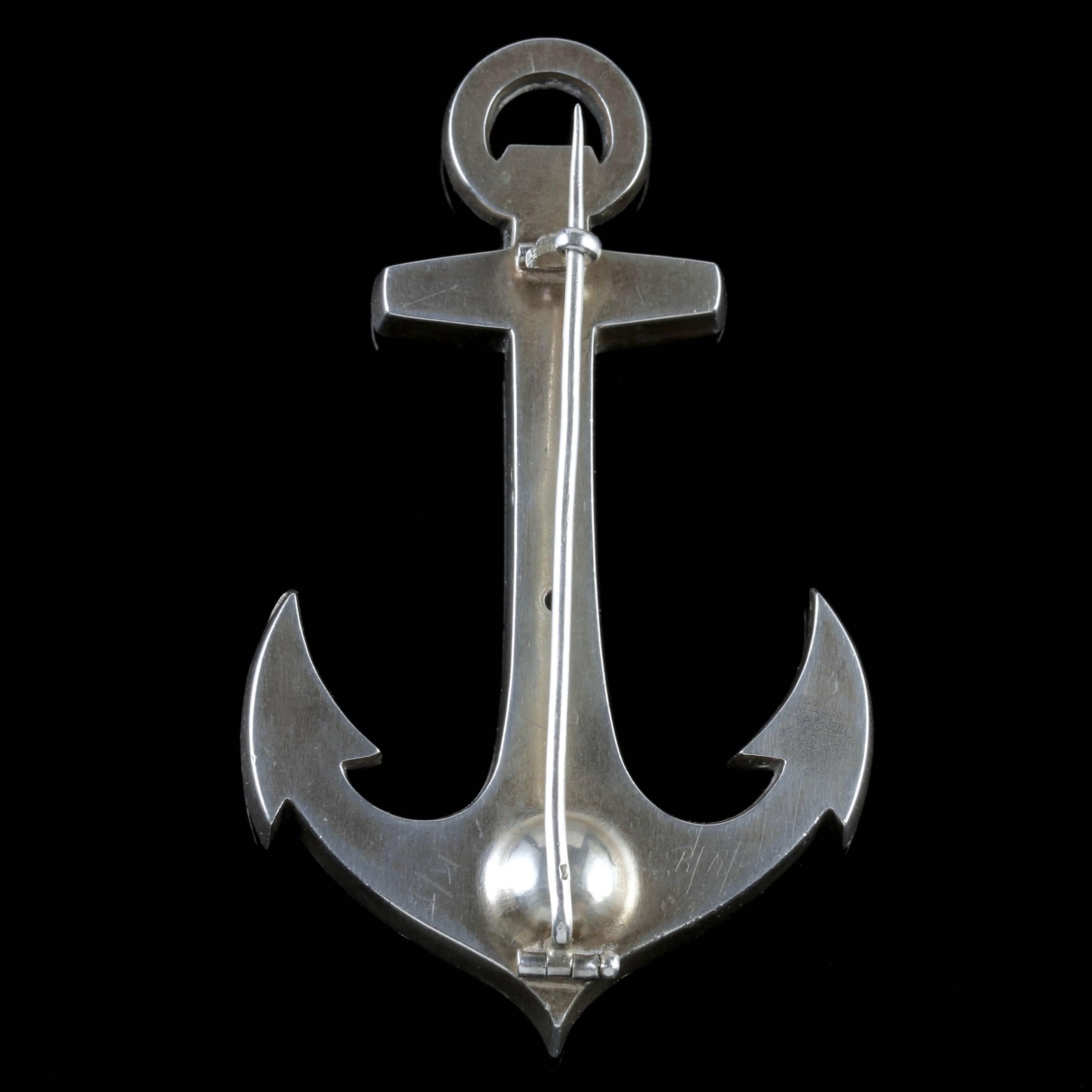 To read more please click continue reading below-

This wonderful Large antique French Sterling Silver Paste Anchor brooch is Circa 1880.

Anchor jewellery pieces symbolise a persons strength and stable qualities. They are also considered an image