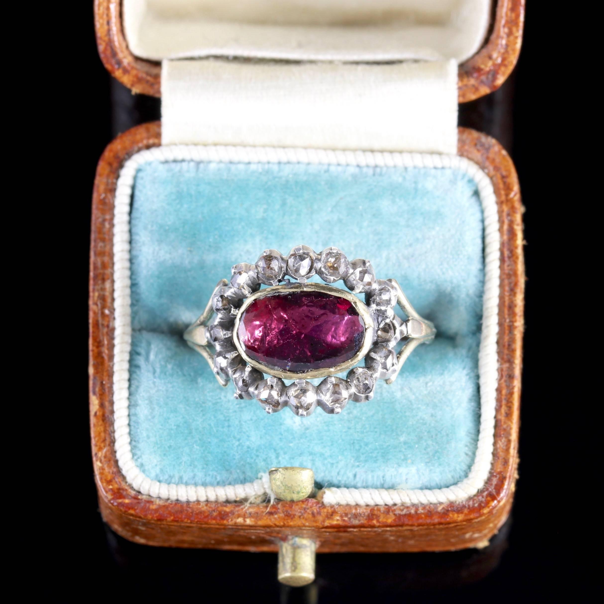 Antique Georgian Flat Cut Garnet Diamond Ring, circa 1750 1