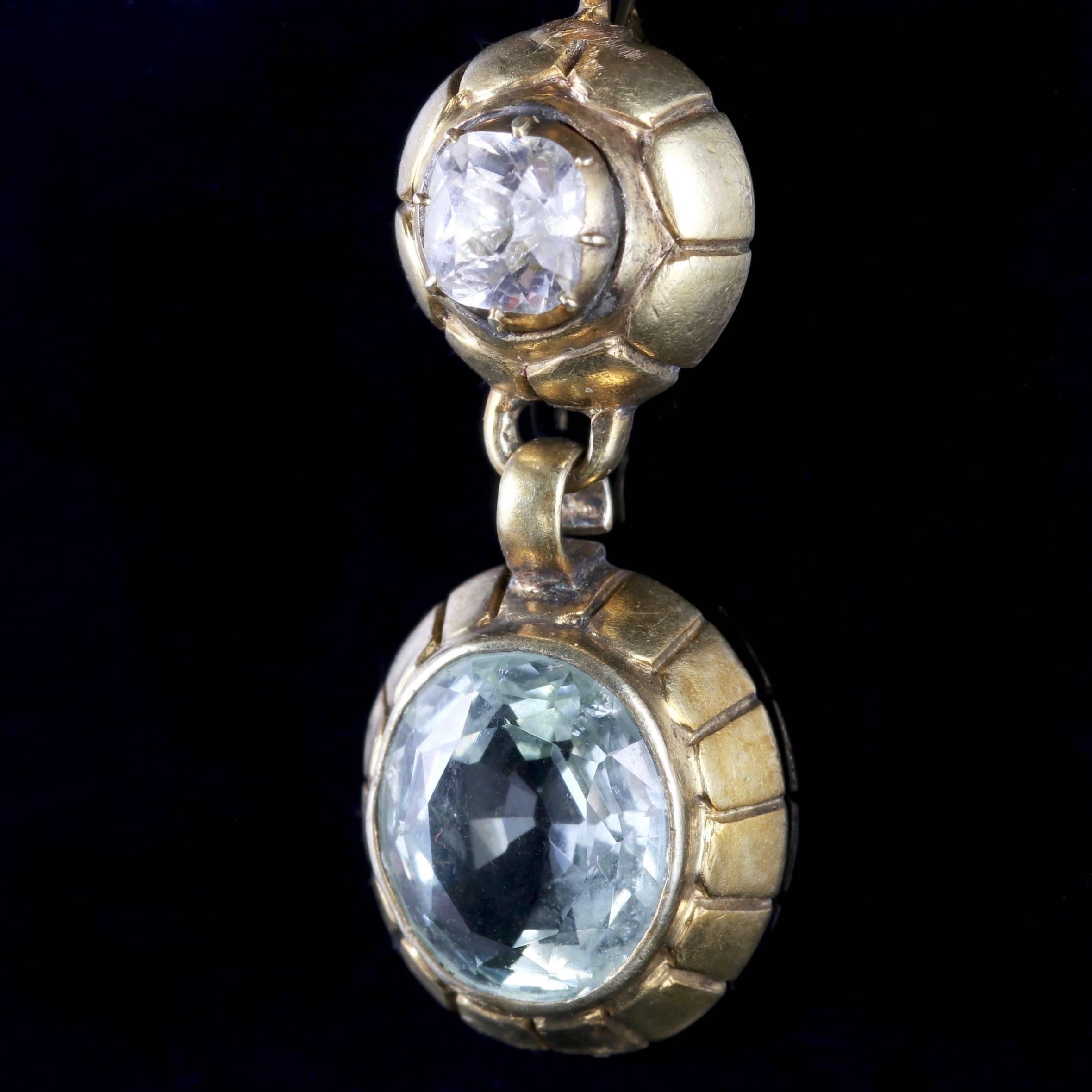 To read more please click continue reading below-

These fabulous antique Victorian 18ct Gold Aquamarine and White Sapphire drop earrings are Circa 1900.

Each earring is adorned with a large 3.80ct Aquamarine and accompanied by a 0.60ct sparkling