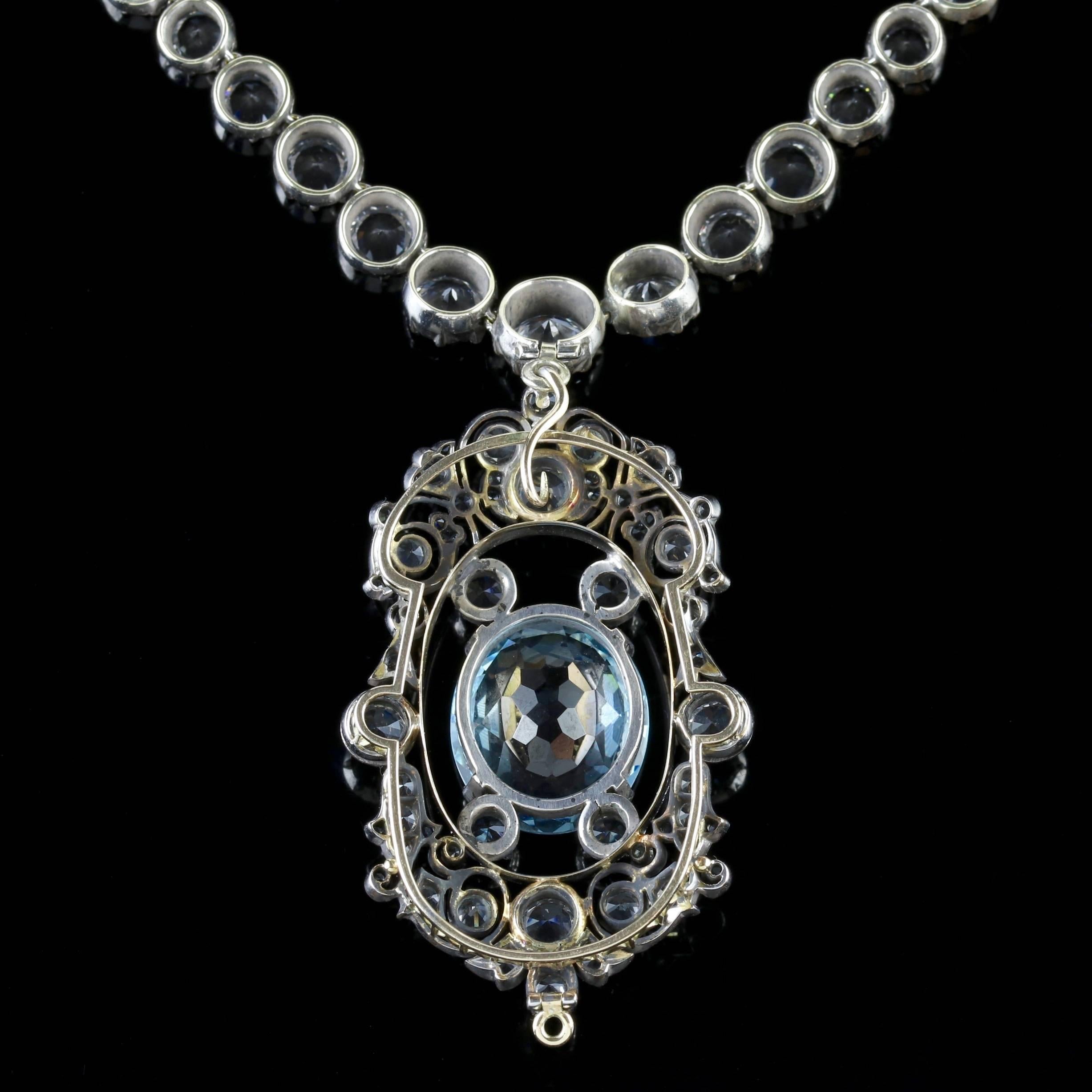 Antique French Victorian Blue White Topaz Necklace Collar, circa 1900 In Excellent Condition For Sale In Lancaster, Lancashire