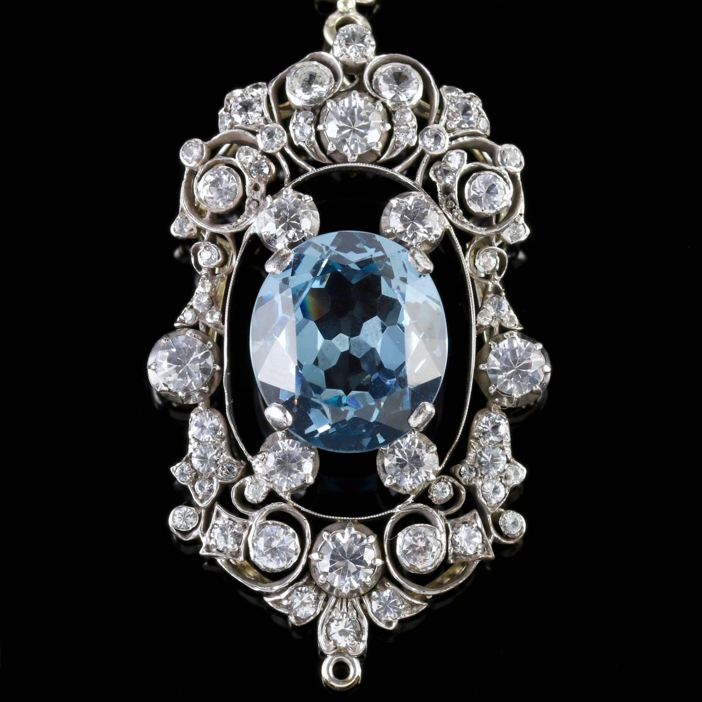 To read more please click continue reading below-

This fabulous Antique French Sterling Silver natural white and blue Topaz necklace is Circa 1900. 

The necklace is set with graduated old cut white Topaz stones leading to a fabulous white Topaz