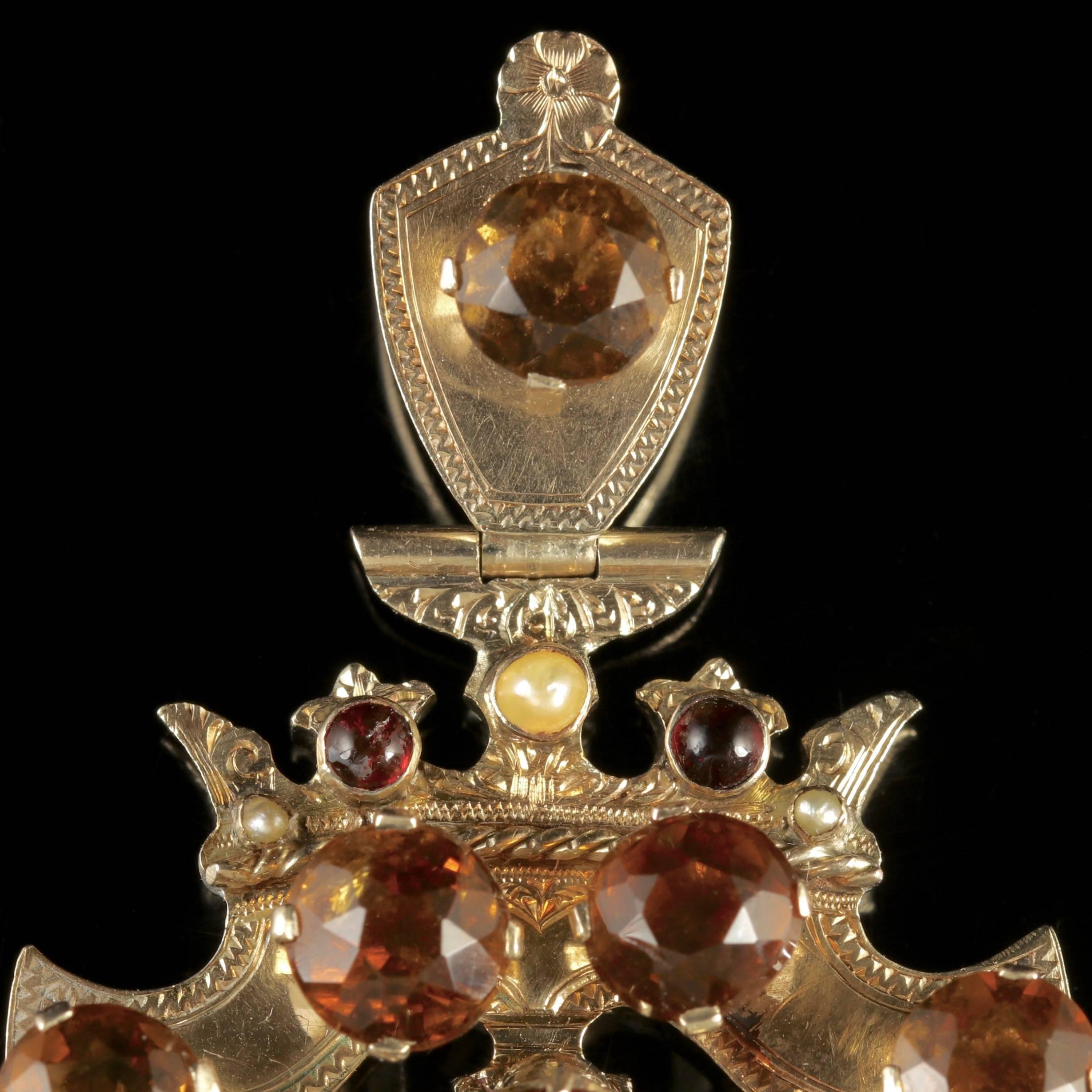 To read more please click continue reading below-

This exquisite antique Victorian solid Gold Scottish Cairngorm shield pendant is Circa 1860. 

Scottish jewellery was made popular by Queen Victoria as it became a souvenir of her frequent trips to