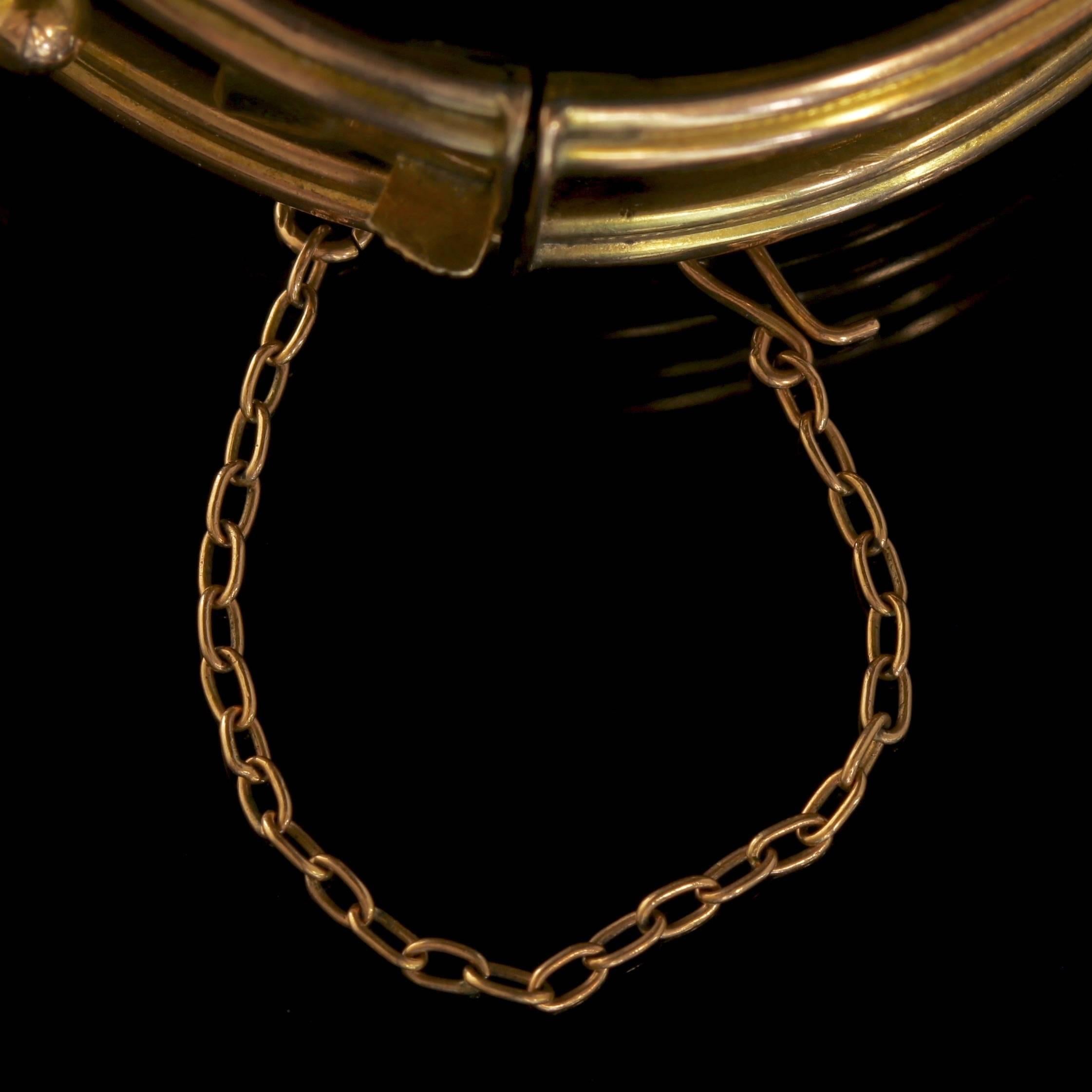 Antique Victorian 9 Carat Gold Star Set Ruby Diamond Bangle, circa 1900 5