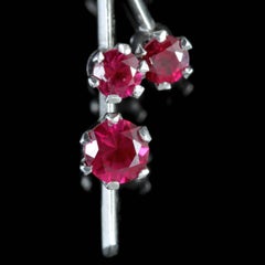 Art Deco Sterling Silver Ruby Paste Fuchsia Drop Earrings, circa 1920