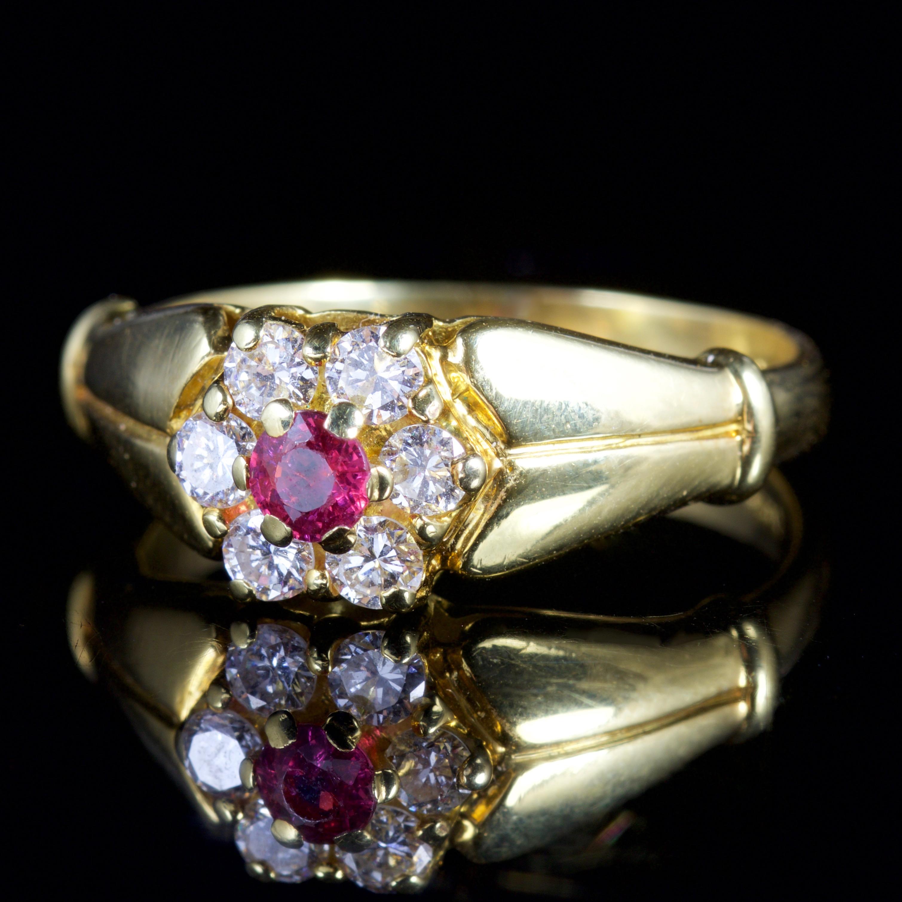 Antique Victorian Ruby Diamond Ring 18 Carat Gold, circa 1880 In Excellent Condition In Lancaster, Lancashire