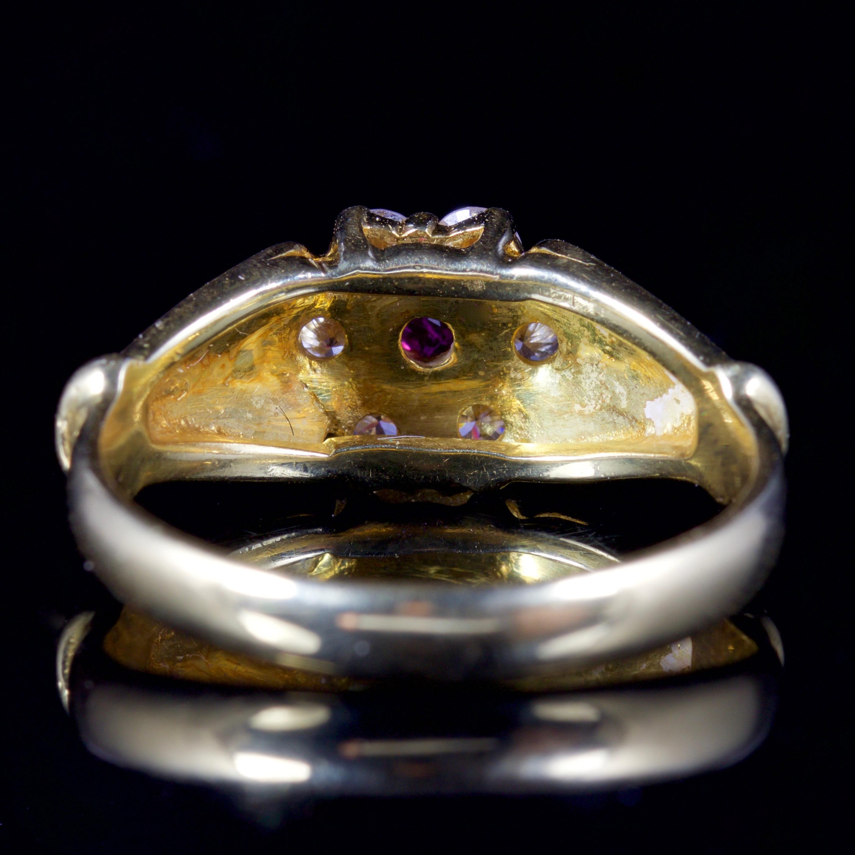 Women's Antique Victorian Ruby Diamond Ring 18 Carat Gold, circa 1880