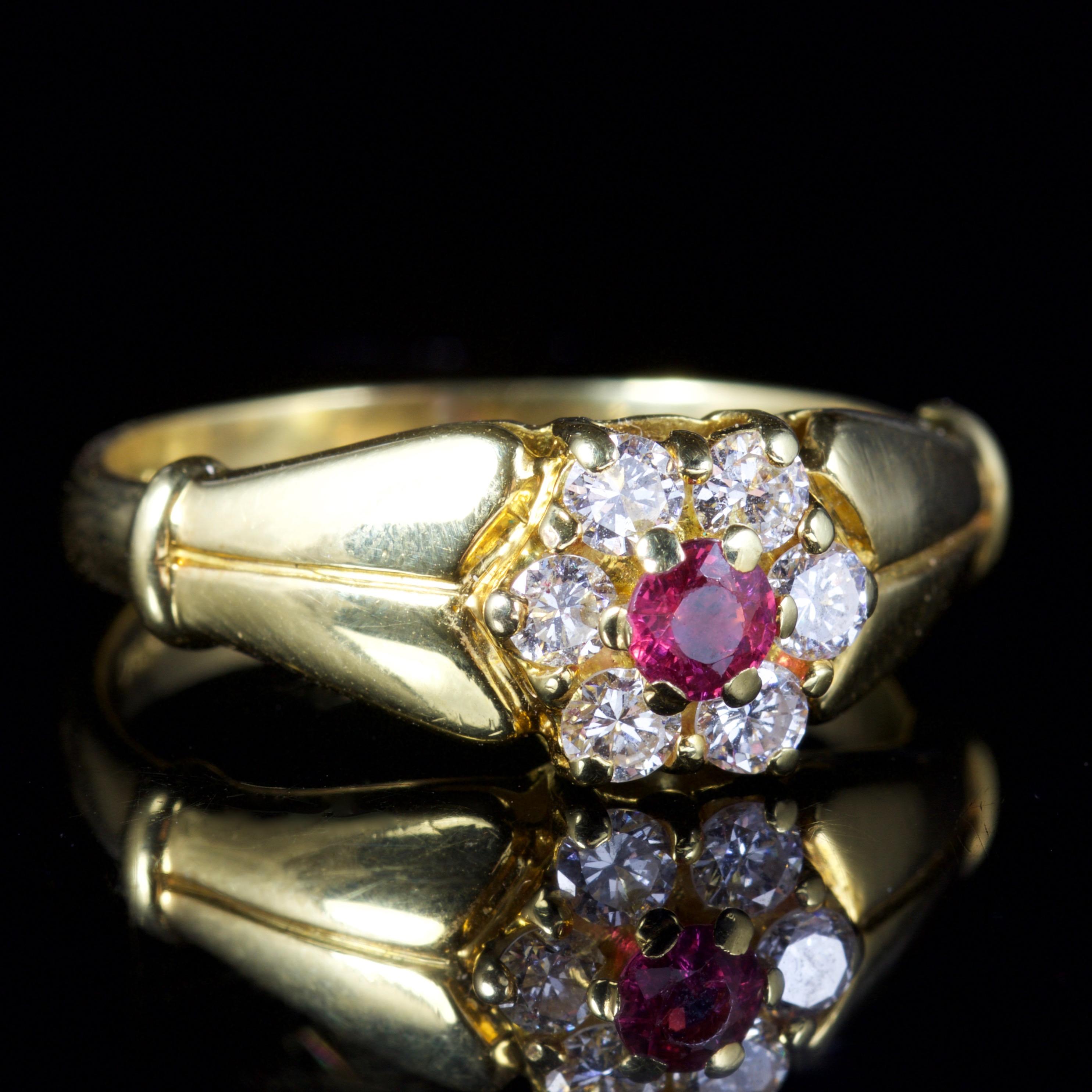 Antique Victorian Ruby Diamond Ring 18 Carat Gold, circa 1880 1