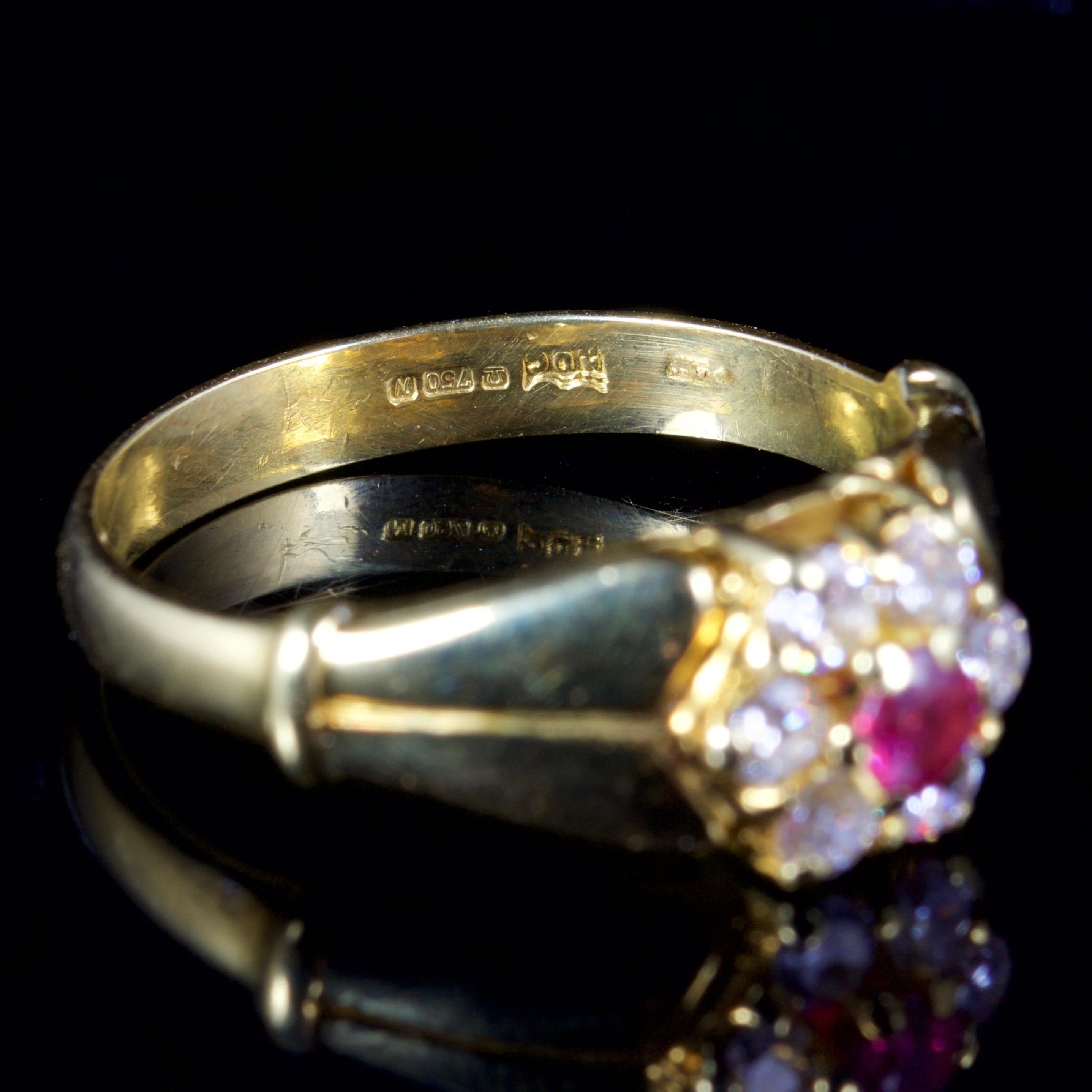 Antique Victorian Ruby Diamond Ring 18 Carat Gold, circa 1880 2