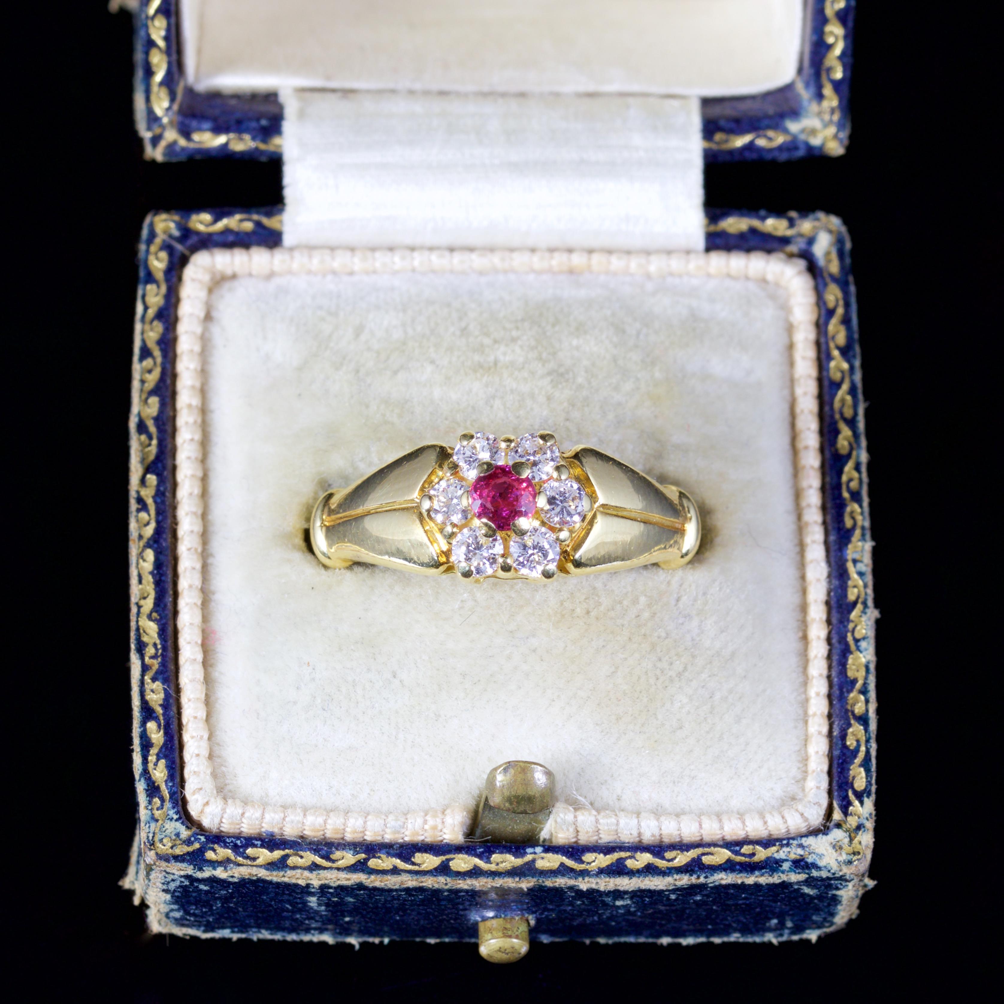 Antique Victorian Ruby Diamond Ring 18 Carat Gold, circa 1880 3