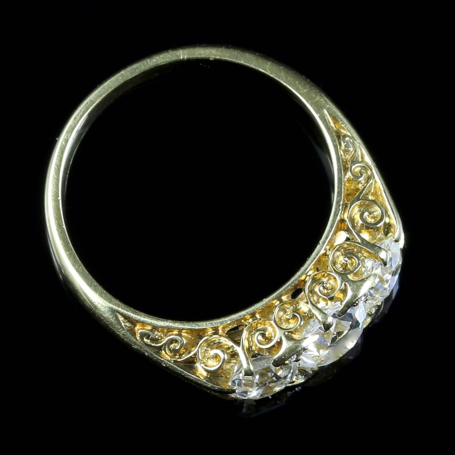Antique Victorian Diamond Gold Trilogy Ring Circa 1880 1