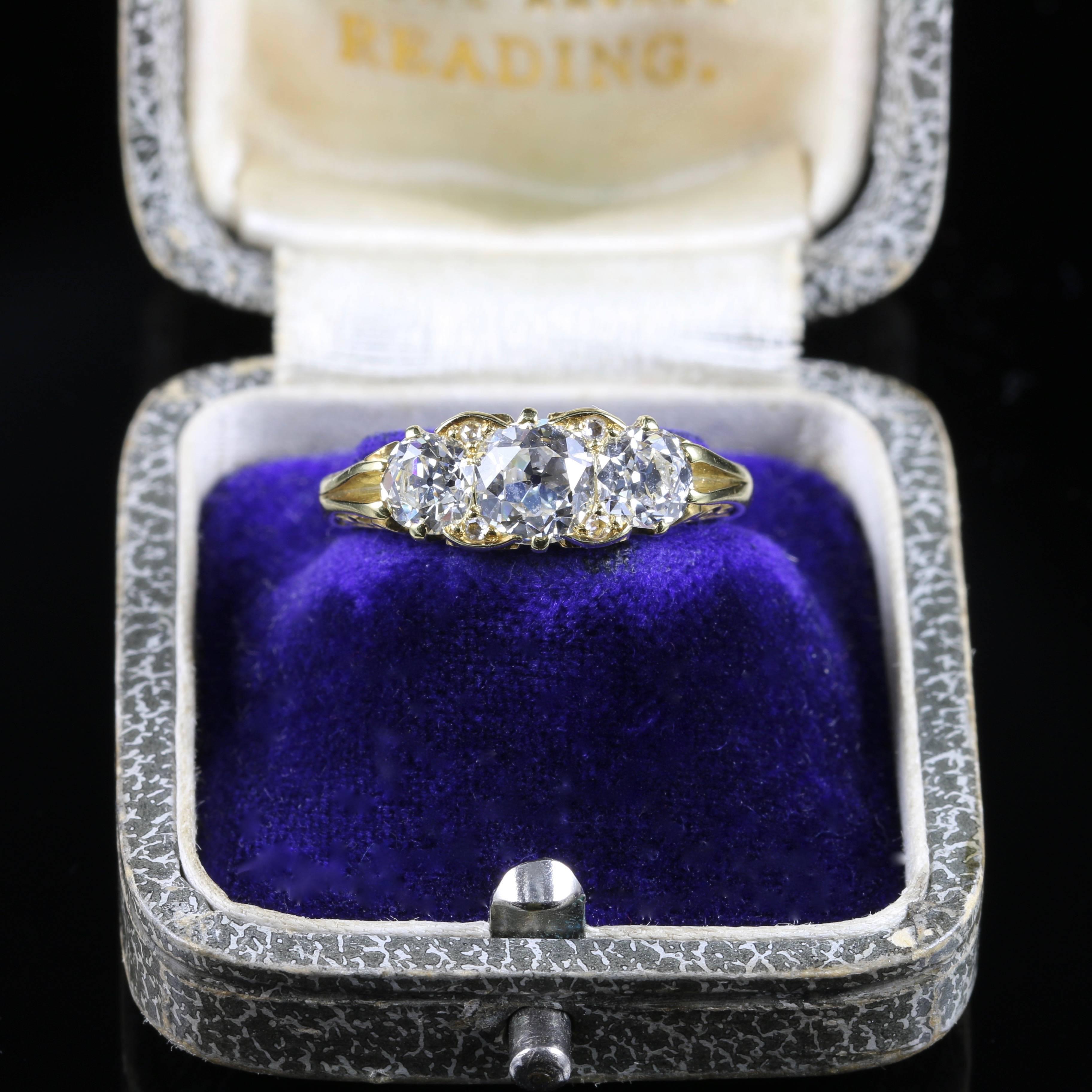 Antique Victorian Diamond Gold Trilogy Ring Circa 1880 3