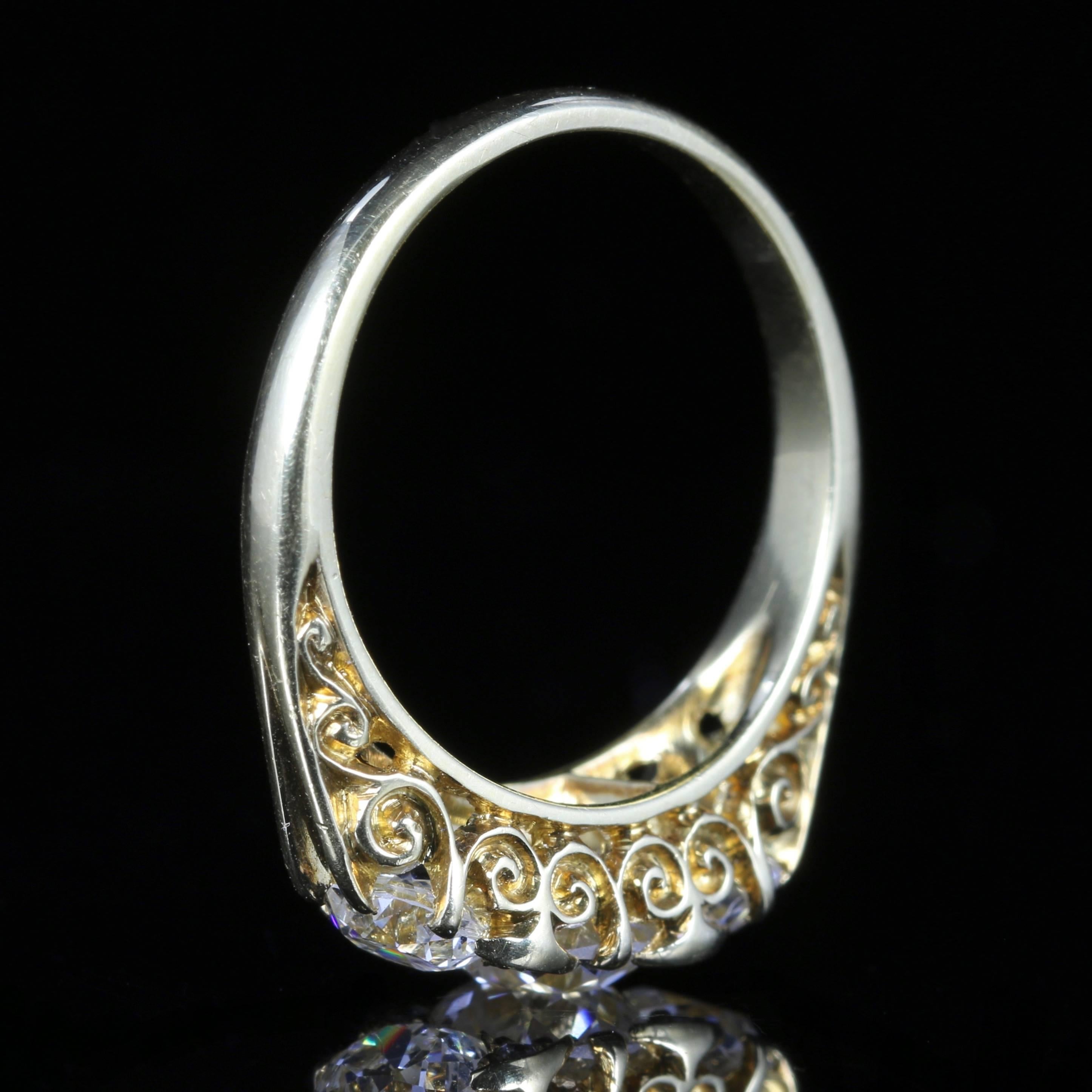 Antique Victorian Diamond Gold Trilogy Ring Circa 1880 2