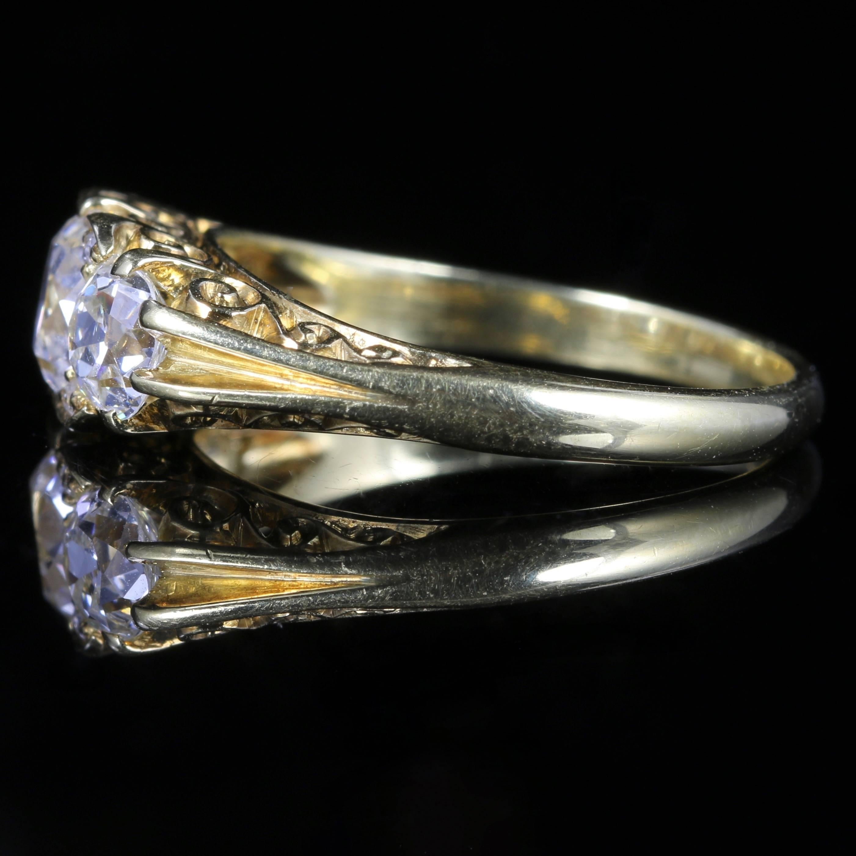 Women's Antique Victorian Diamond Gold Trilogy Ring Circa 1880