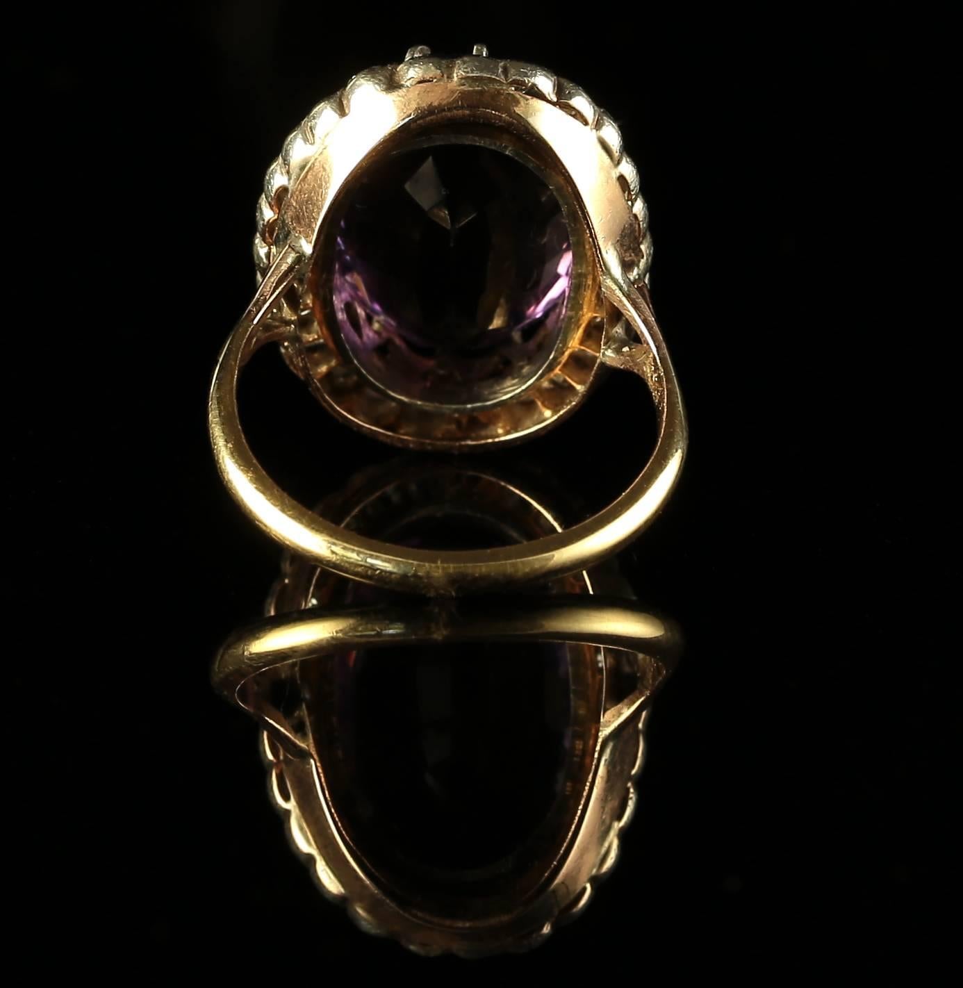 Antique Victorian Amethyst Diamond Ring, circa 1900 16 Carat Amethyst For Sale 1