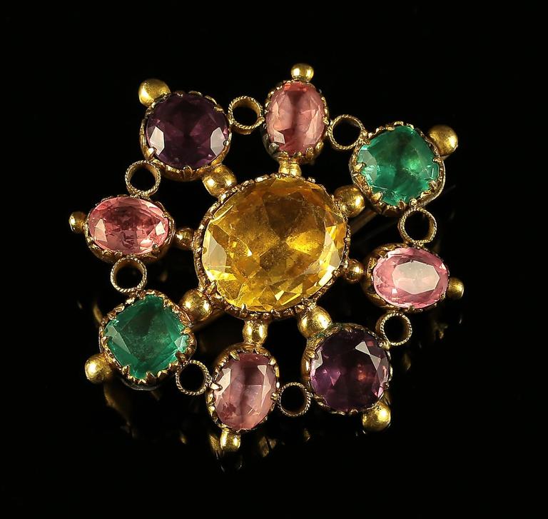 Antique Harlequin Brooch Gemset Paste, circa 1700 at 1stDibs