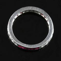 Ruby Diamond Eternity Ring 18 Carat White Gold Old Cut Diamonds