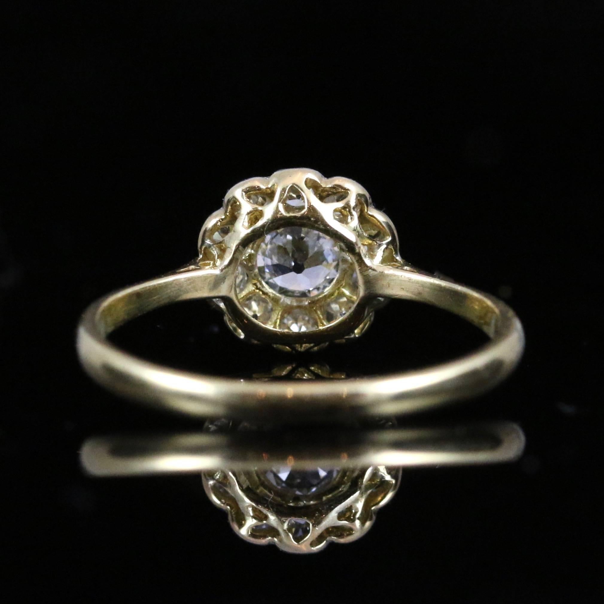 Antique Victorian Diamond Cluster Ring 18 Carat Gold 1 Carat of Diamonds 3