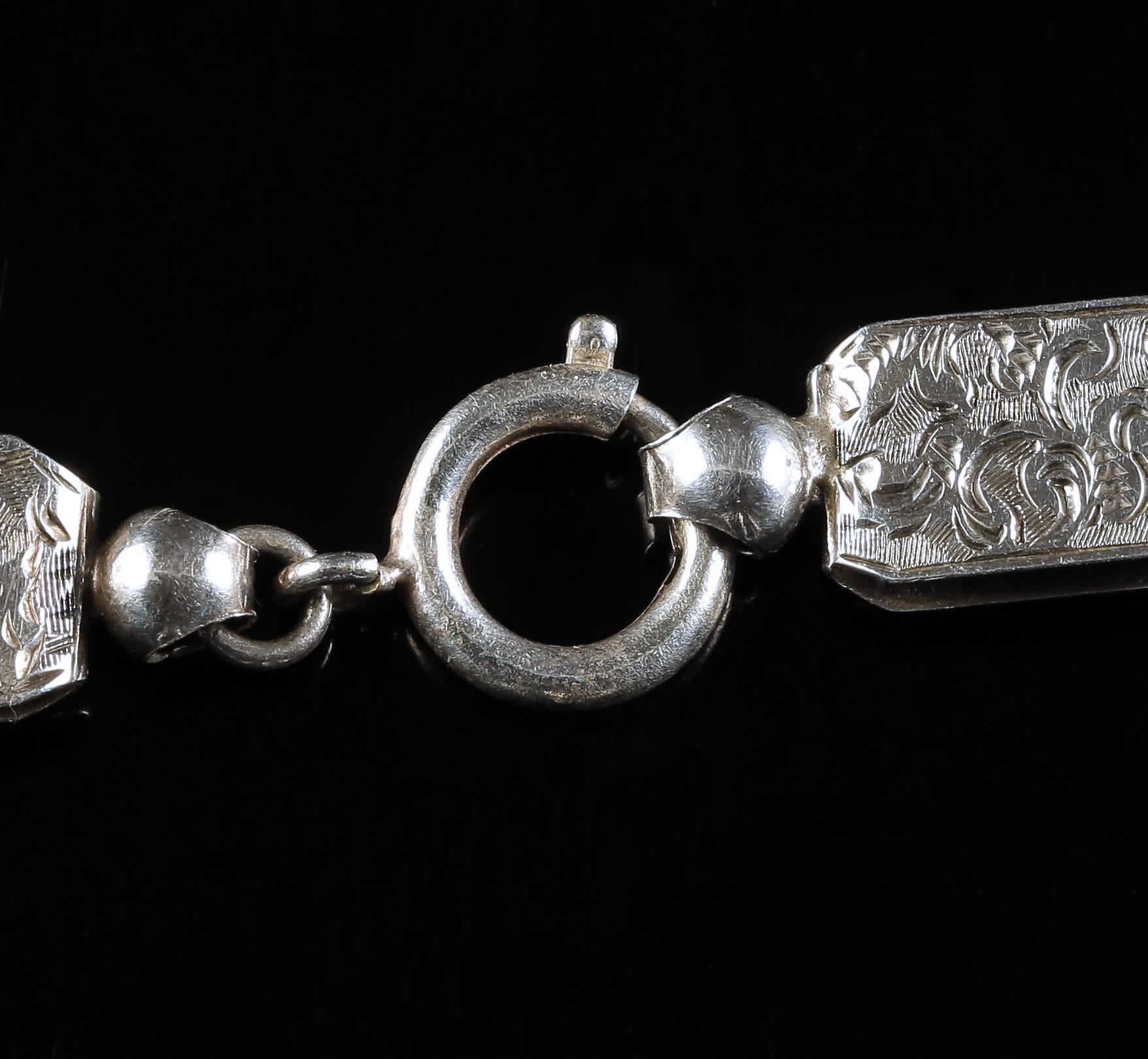 Victorian Antique Silver Collar Necklace circa 1880 Lovely Engraving