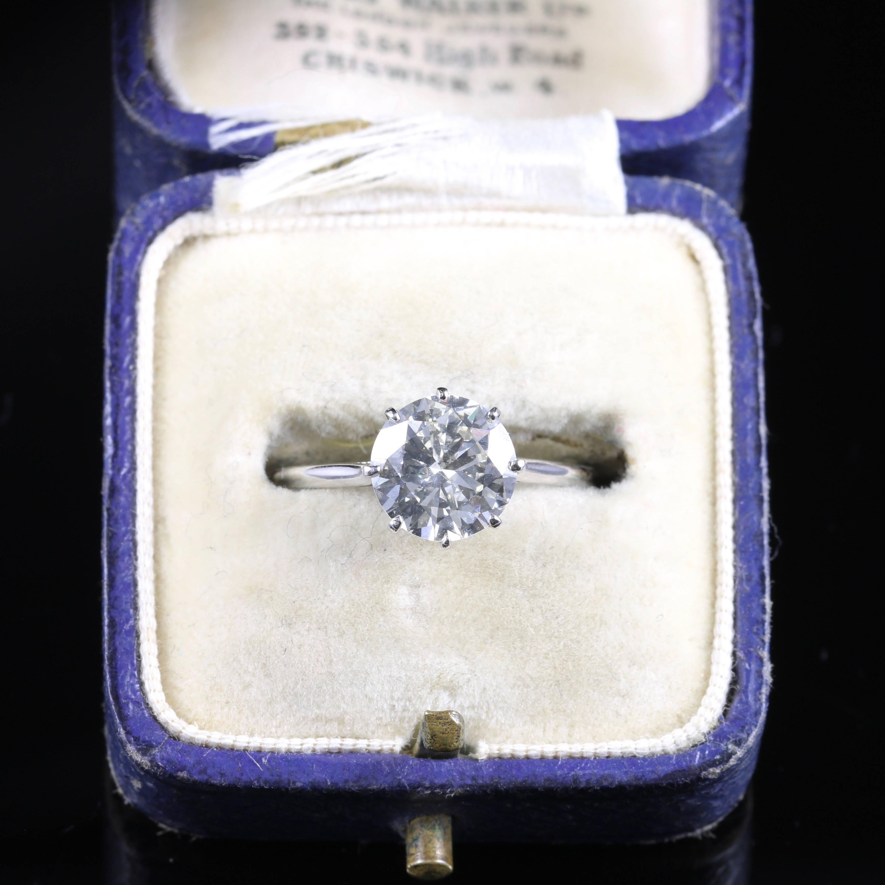 Antique Diamond Solitaire Ring 2.30 Carat Platinum Engagement Ring, circa 1910 In Excellent Condition In Lancaster, Lancashire
