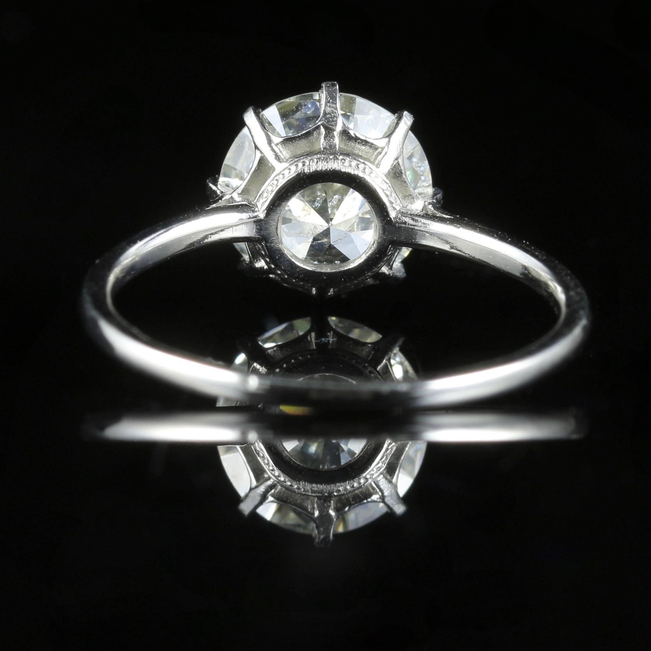 Antique Diamond Solitaire Ring 2.30 Carat Platinum Engagement Ring, circa 1910 1