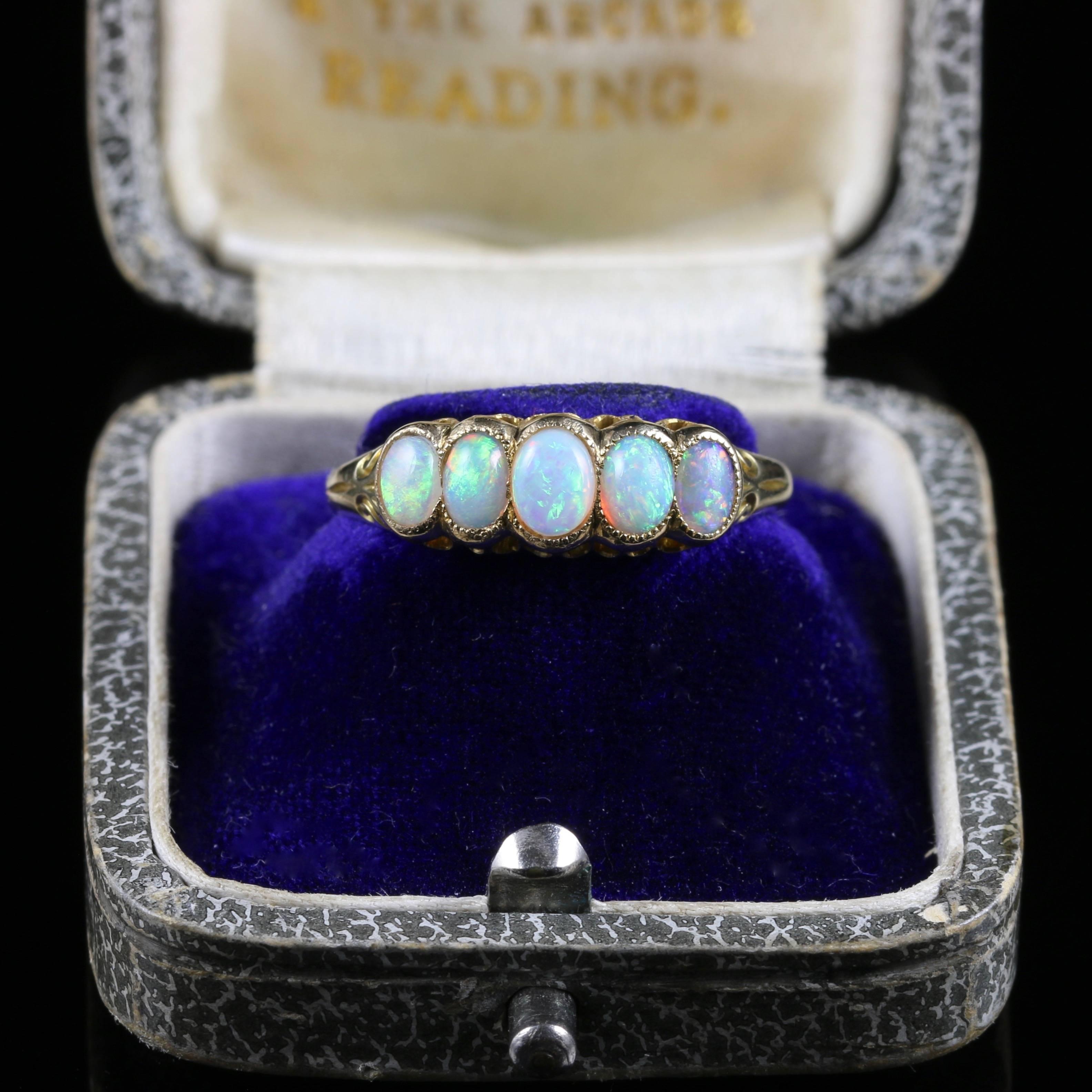 Antique Victorian Opal Ring circa 1880 Natural Opal 1