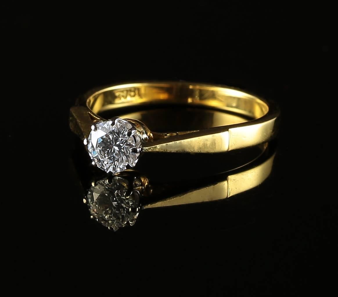 Antique Victorian Diamond Gold Solitaire Engagement Ring  In Excellent Condition In Lancaster, Lancashire