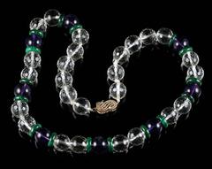 Antique Suffragette Necklace Quartz Amethyst Malachite 14 Carat Gold