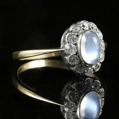 Antique Victorian Moonstone and Paste Ring, circa 1900