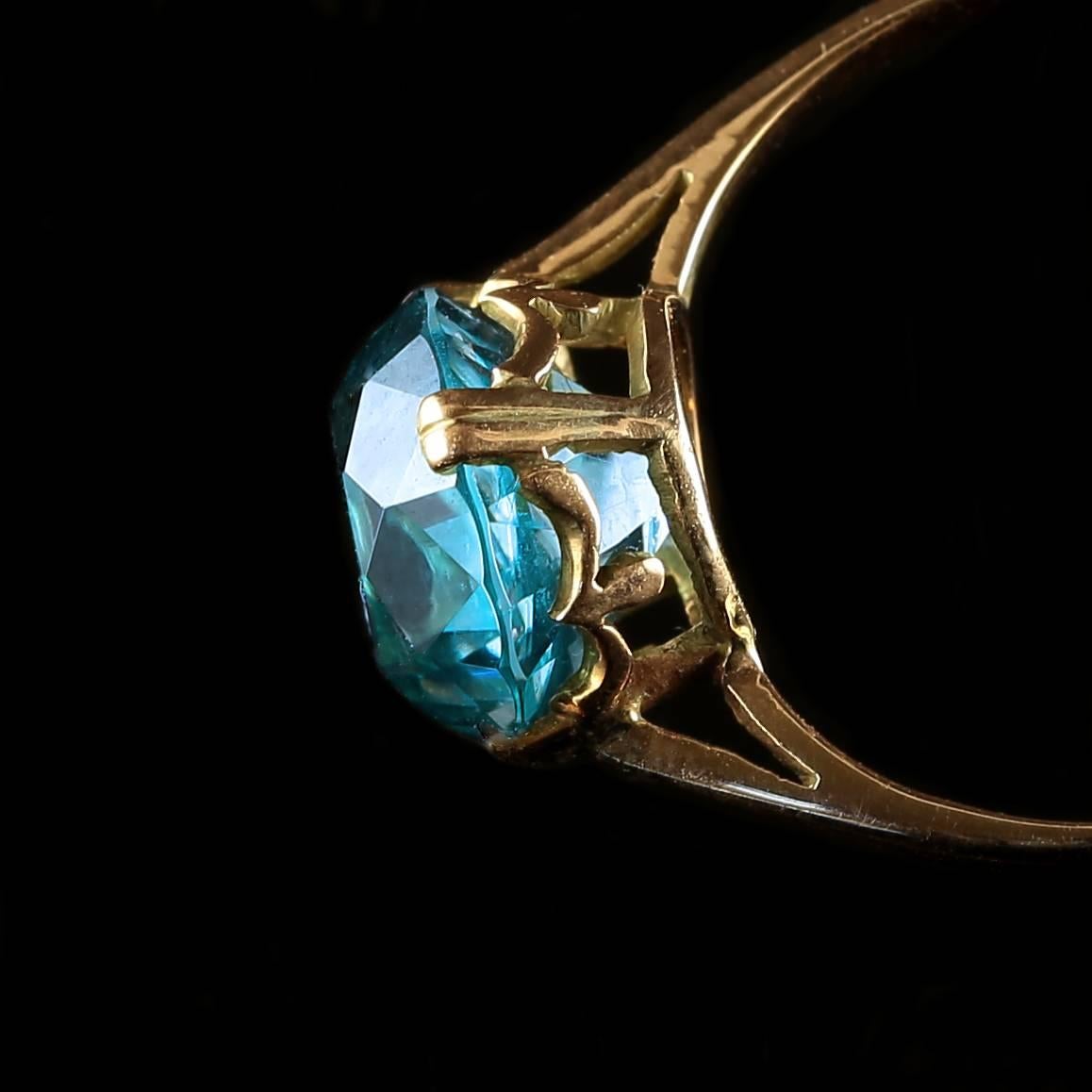 antique blue zircon ring
