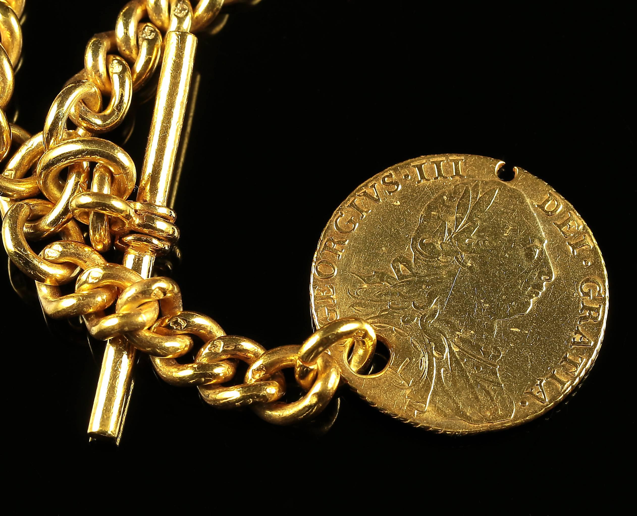 Antique Victorian Albert Chain Necklace with T Bar Coin Fob circa 1880 In Excellent Condition In Lancaster, Lancashire
