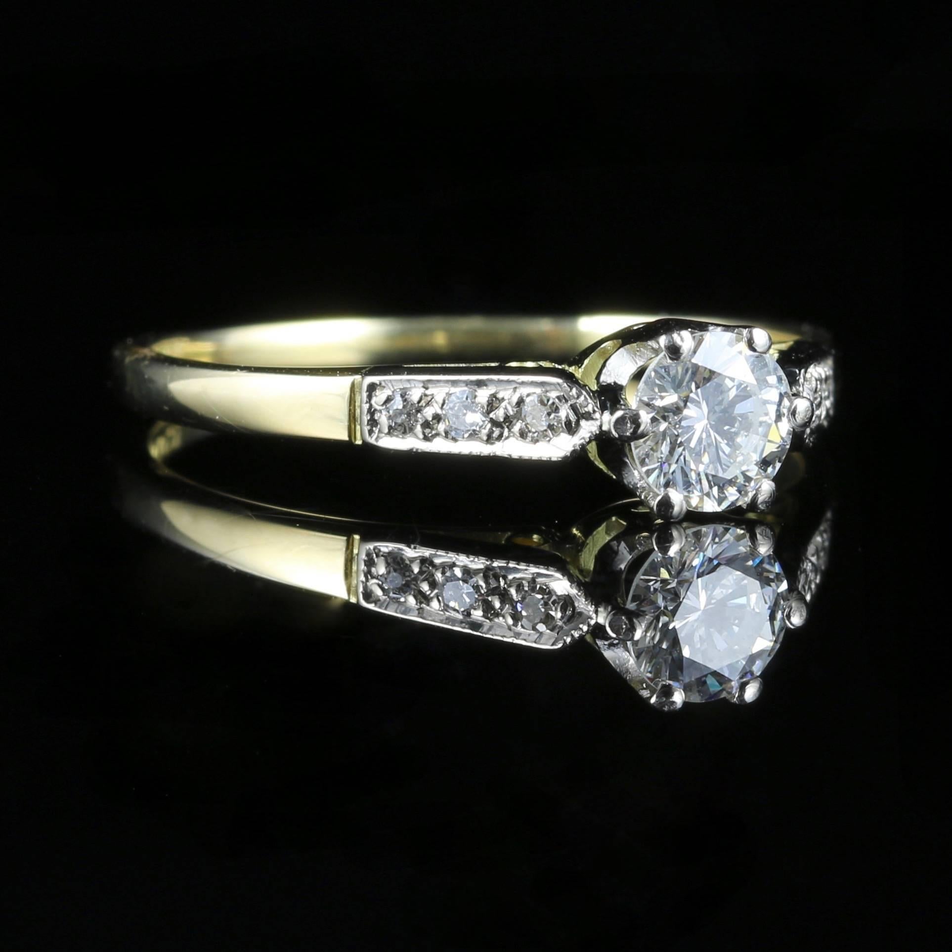 Women's Antique Edwardian Diamond Ring 0.60 Carat Solitaire Engagement Ring circa 1915