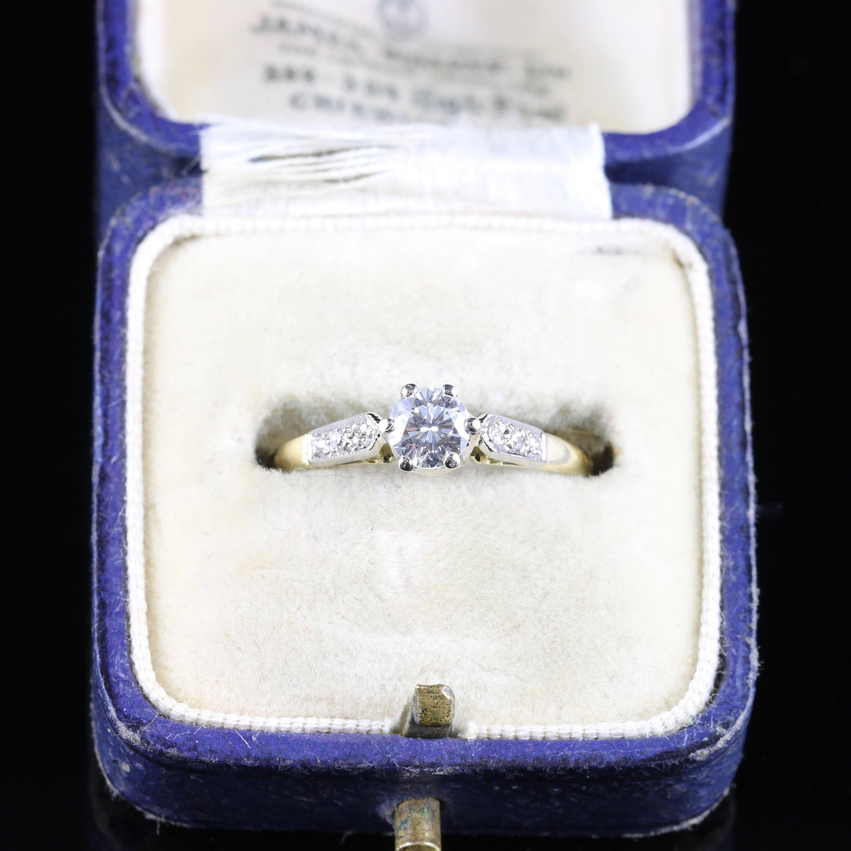 Antique Edwardian Diamond Ring 0.60 Carat Solitaire Engagement Ring circa 1915 2