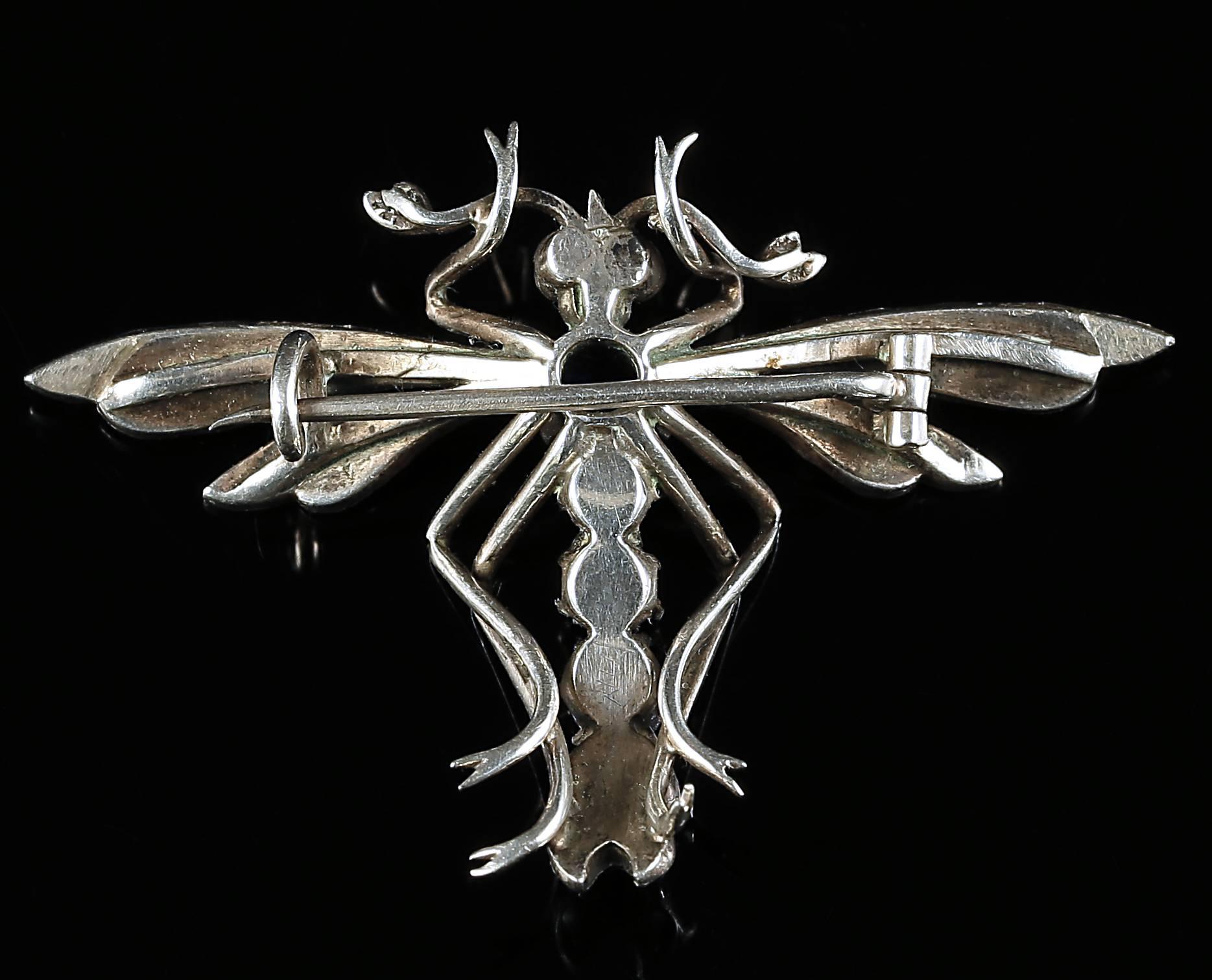 Antique Victorian Dragonfly Sterling Silver Brooch circa 1900 3