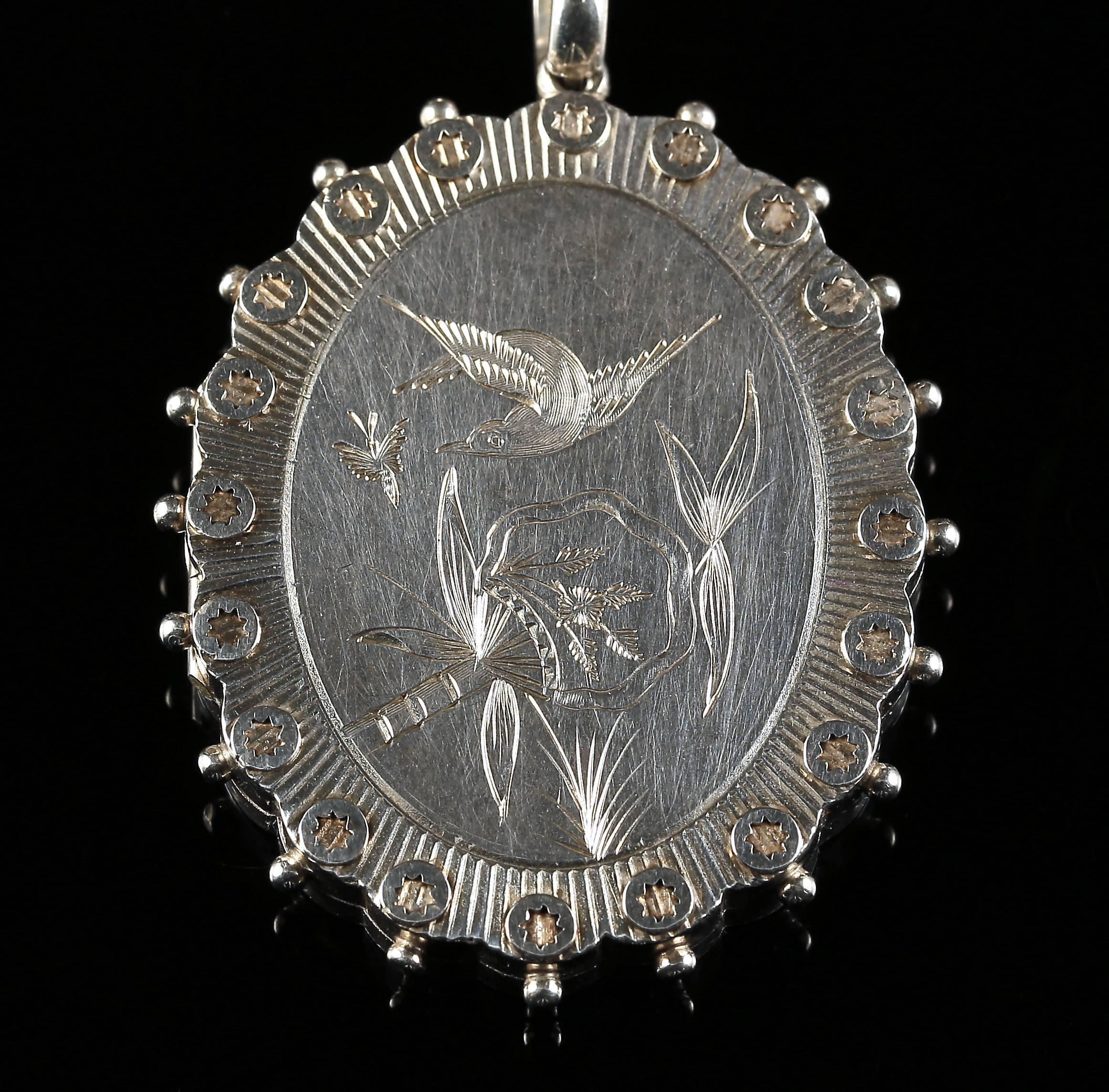 Antique Silver Locket Collar Necklace Dated Birmingham 1880 1