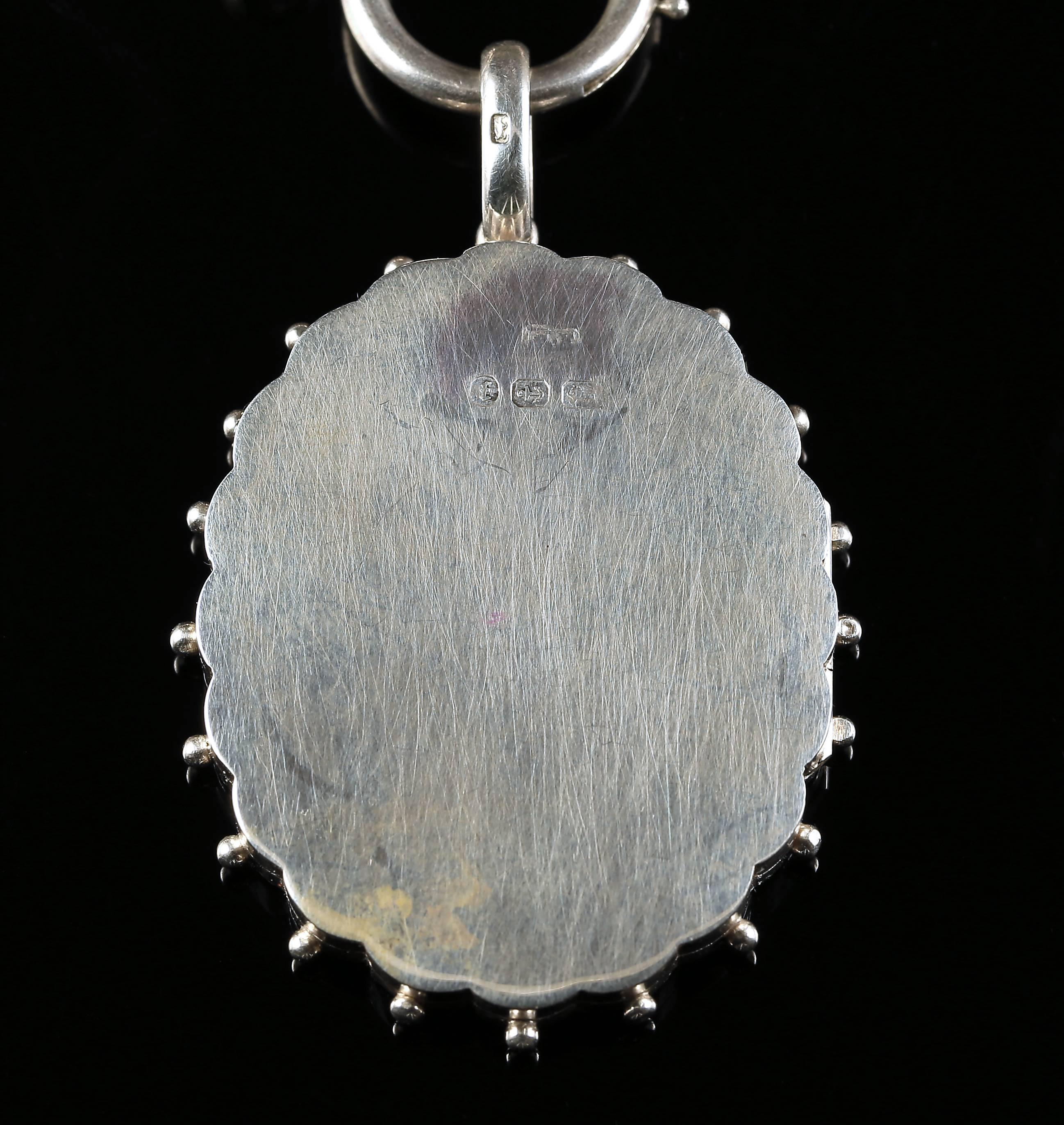 Antique Silver Locket Collar Necklace Dated Birmingham 1880 4