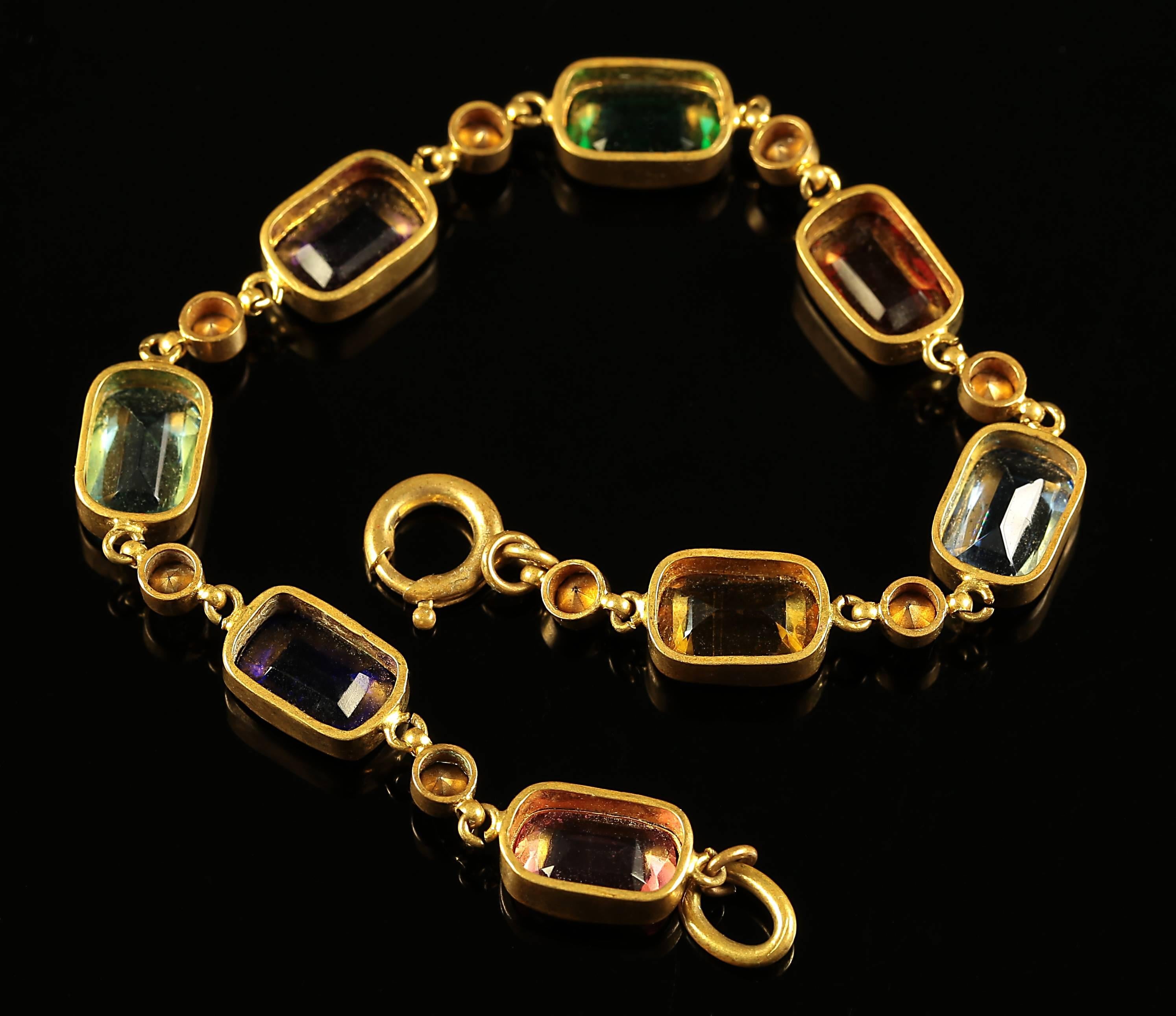 Women's Antique Victorian Paste Multicolored Bracelet, circa 1860