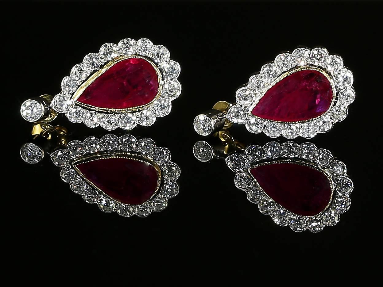 These have to be the best Ruby and Diamond earrings we have ever exhibited for sale, complete with a full certification. 

This is one of the top Certifications that money can buy. 

These fabulous 18ct white gold earrings are set with the most