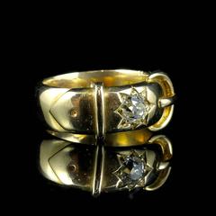 Antique Victorian 0.60 Carat Diamond Gold Buckle Ring