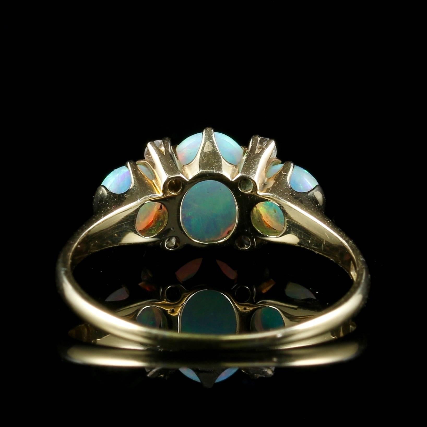 Antique Victorian Opal Diamond Gold Ring, circa 1880 In Excellent Condition In Lancaster, Lancashire