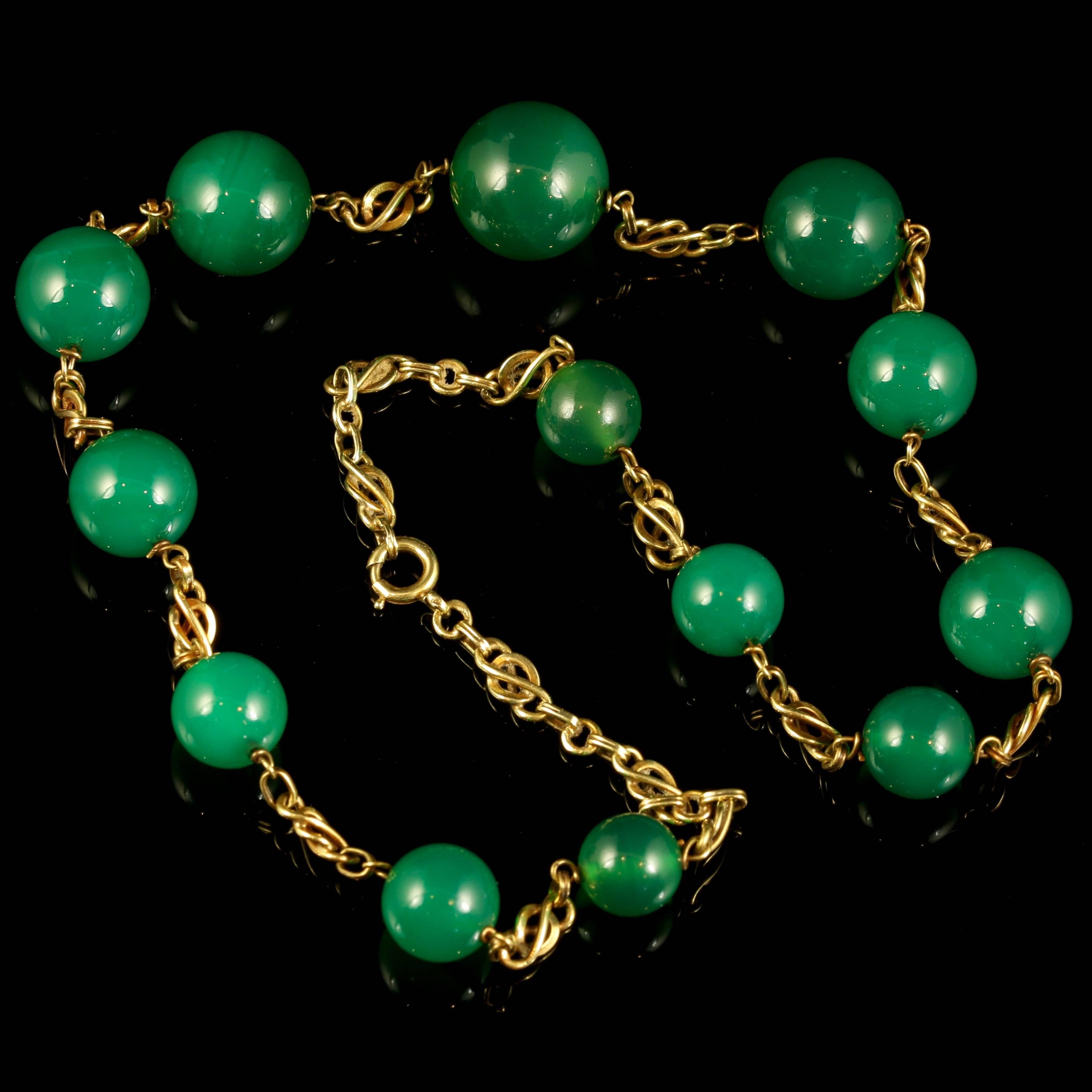 Women's Antique Victorian French Green Quartz Gold Necklace circa 1880  For Sale