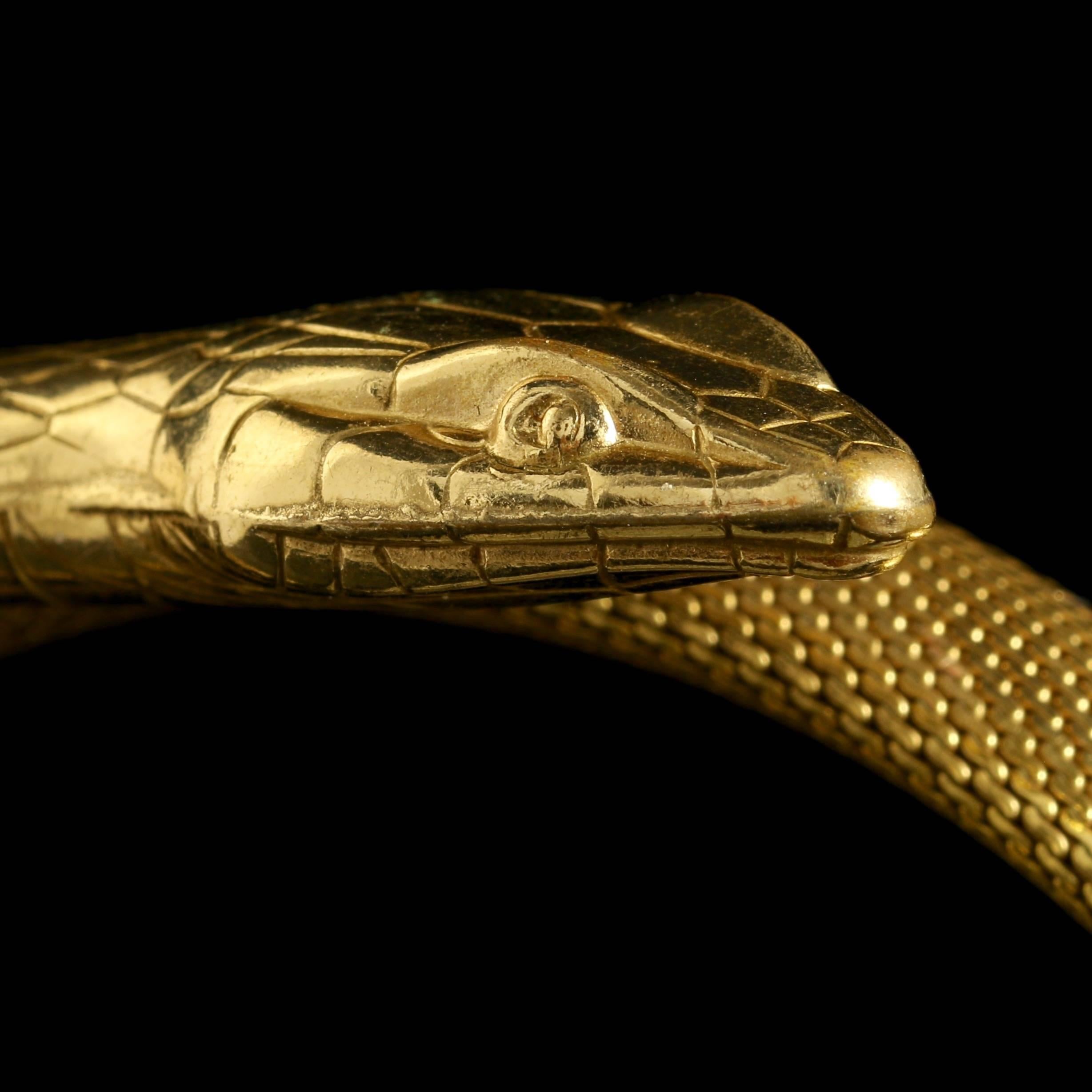 Antique Victorian Serpent Coiled Bangle Bracelet For Sale 1