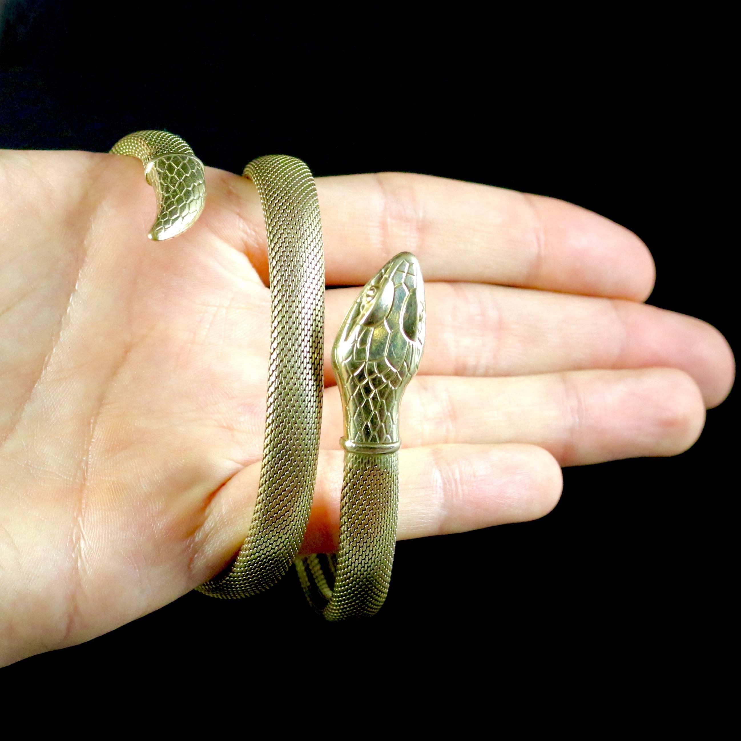 Antique Victorian Serpent Coiled Bangle Bracelet For Sale 6