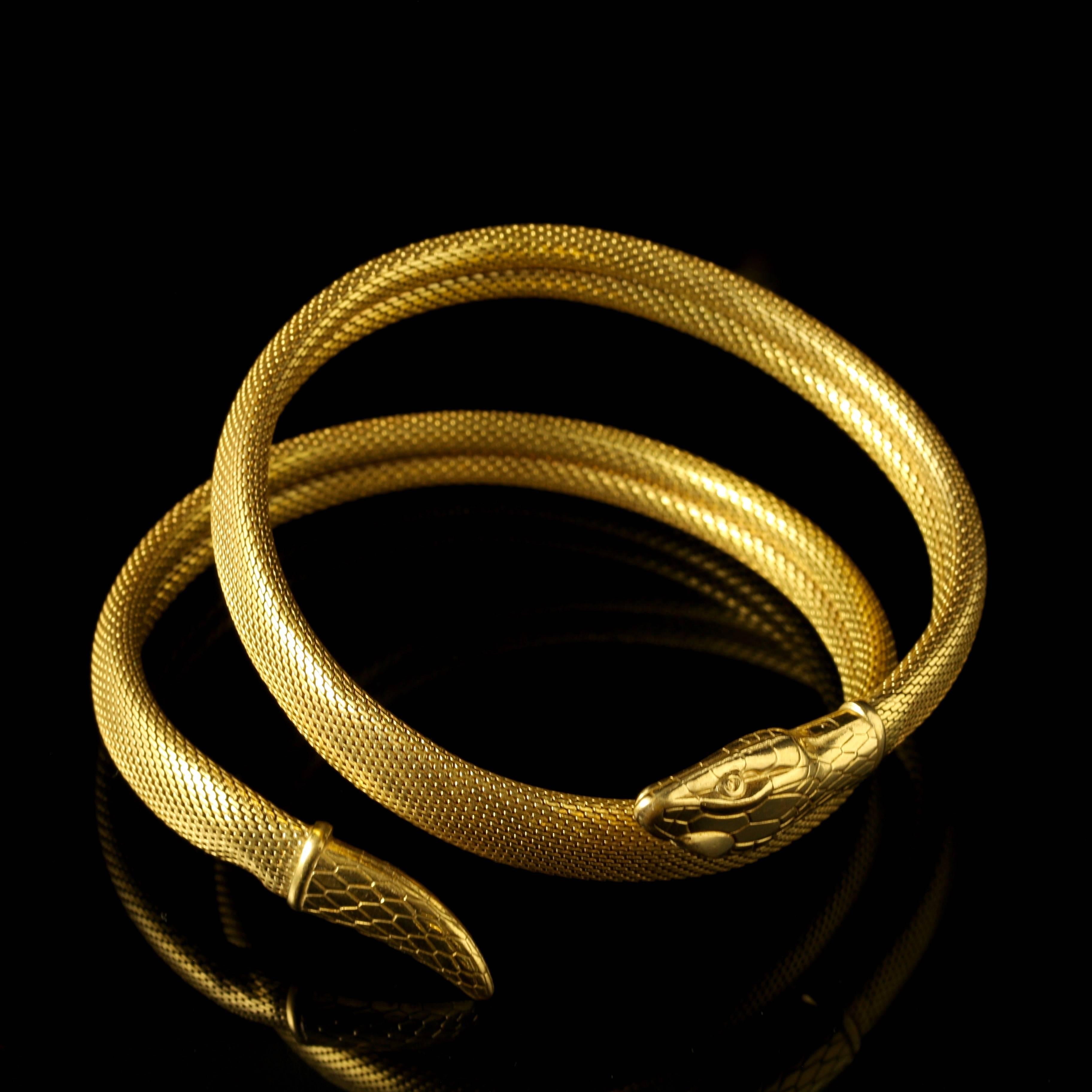 Antique Victorian Serpent Coiled Bangle Bracelet For Sale 5