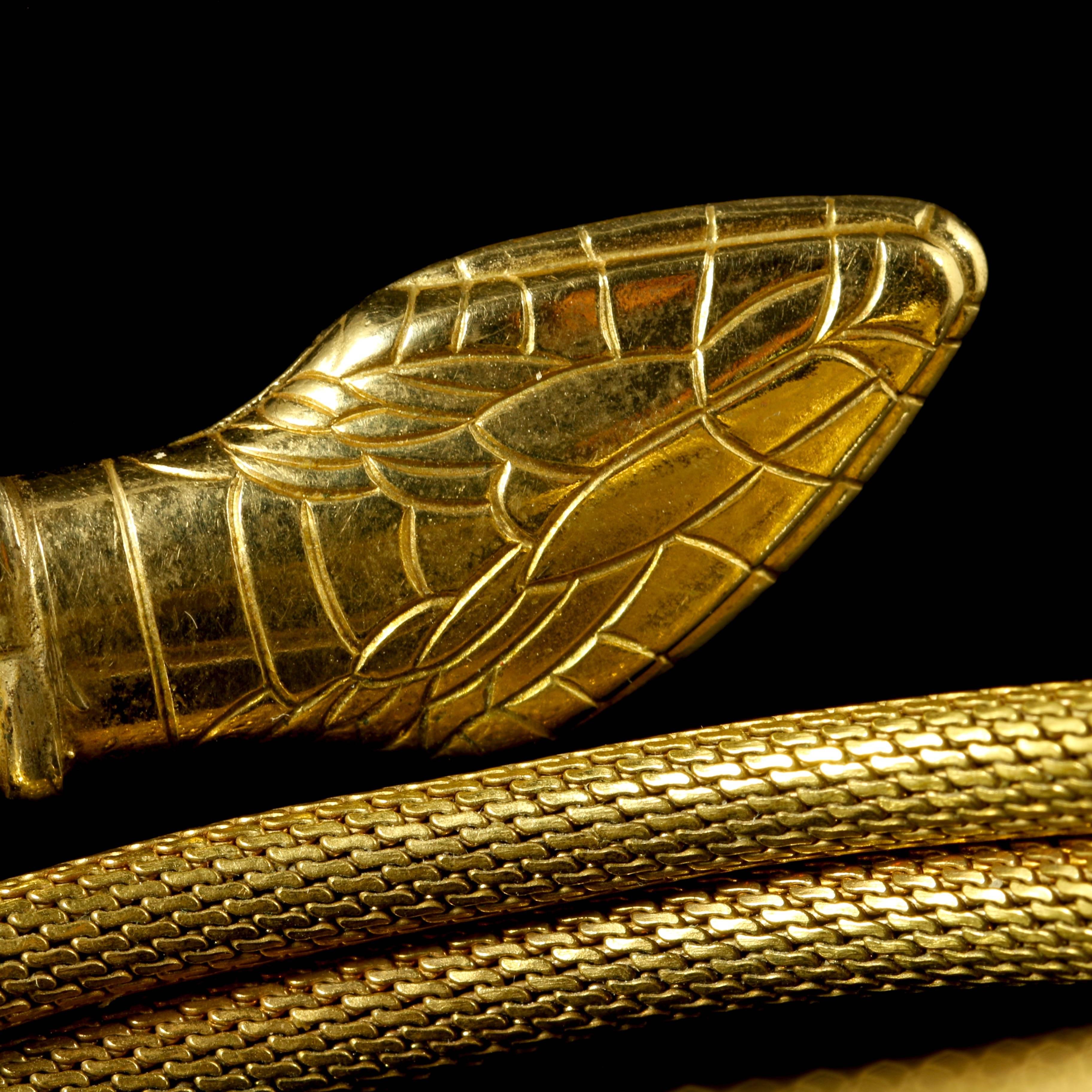 Antique Victorian Serpent Coiled Bangle Bracelet For Sale 2